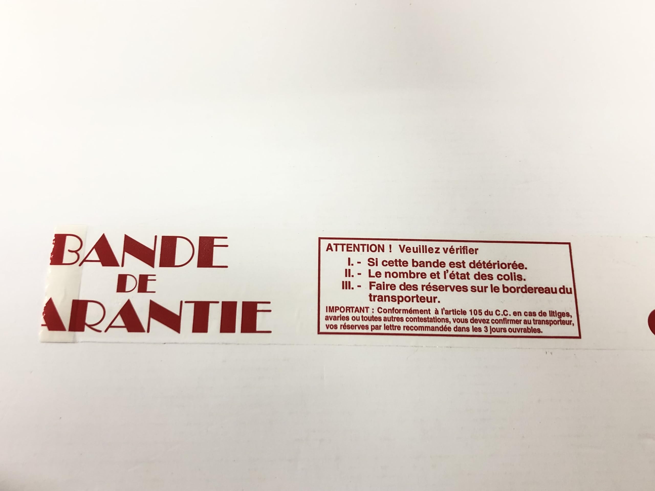 Ruban Scotch Adhésif manuel Bande de Garantie - 48mm x 100m - Blanc et Rouge - 28 microns- Lot de 36 Rouleaux - Spécial emballage pour cartons et boites - Silencieux