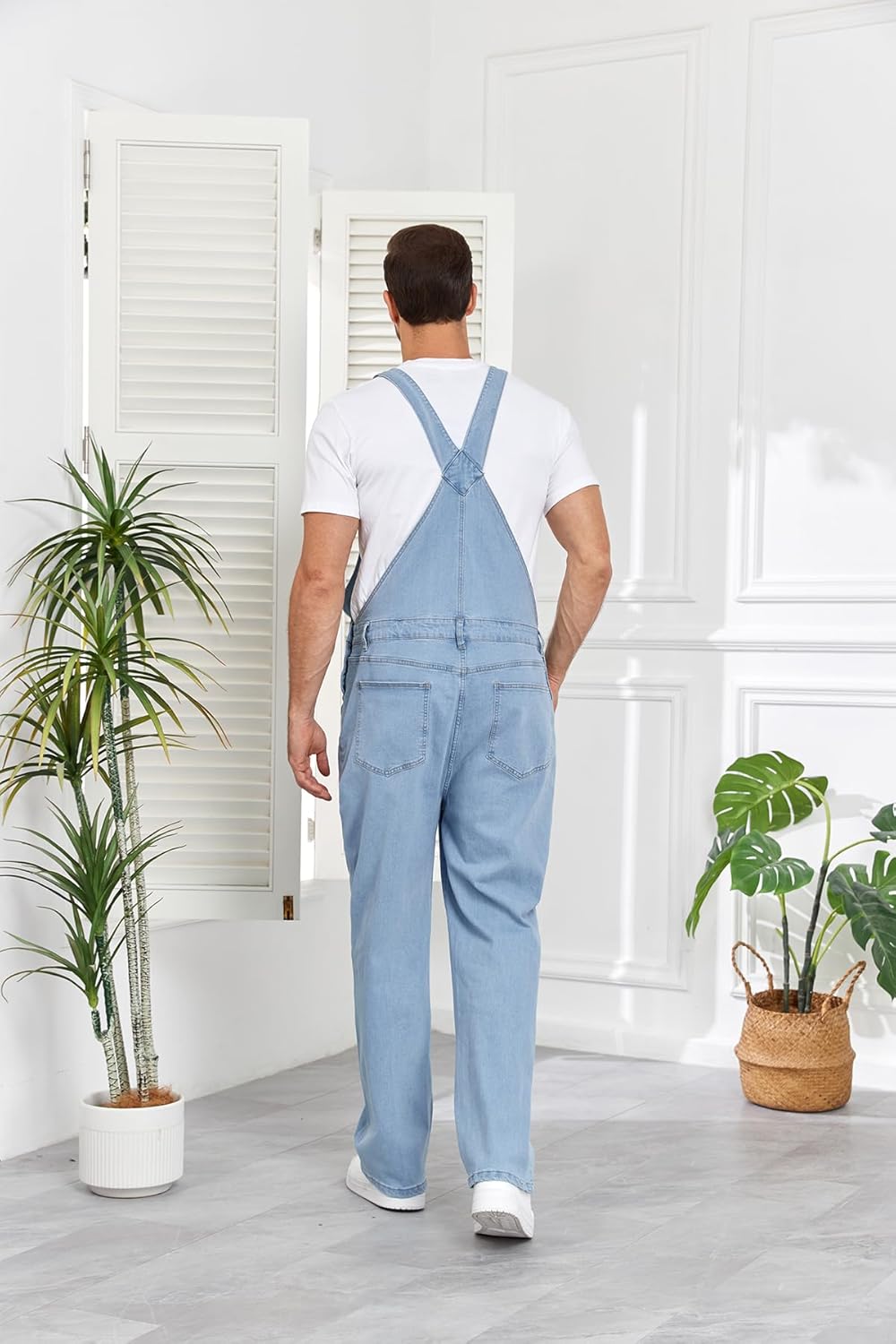Men's Denim Overalls Fashion Coveralls Work Utility Loose Fit Jeans Bib Jumpsuit With Zipper