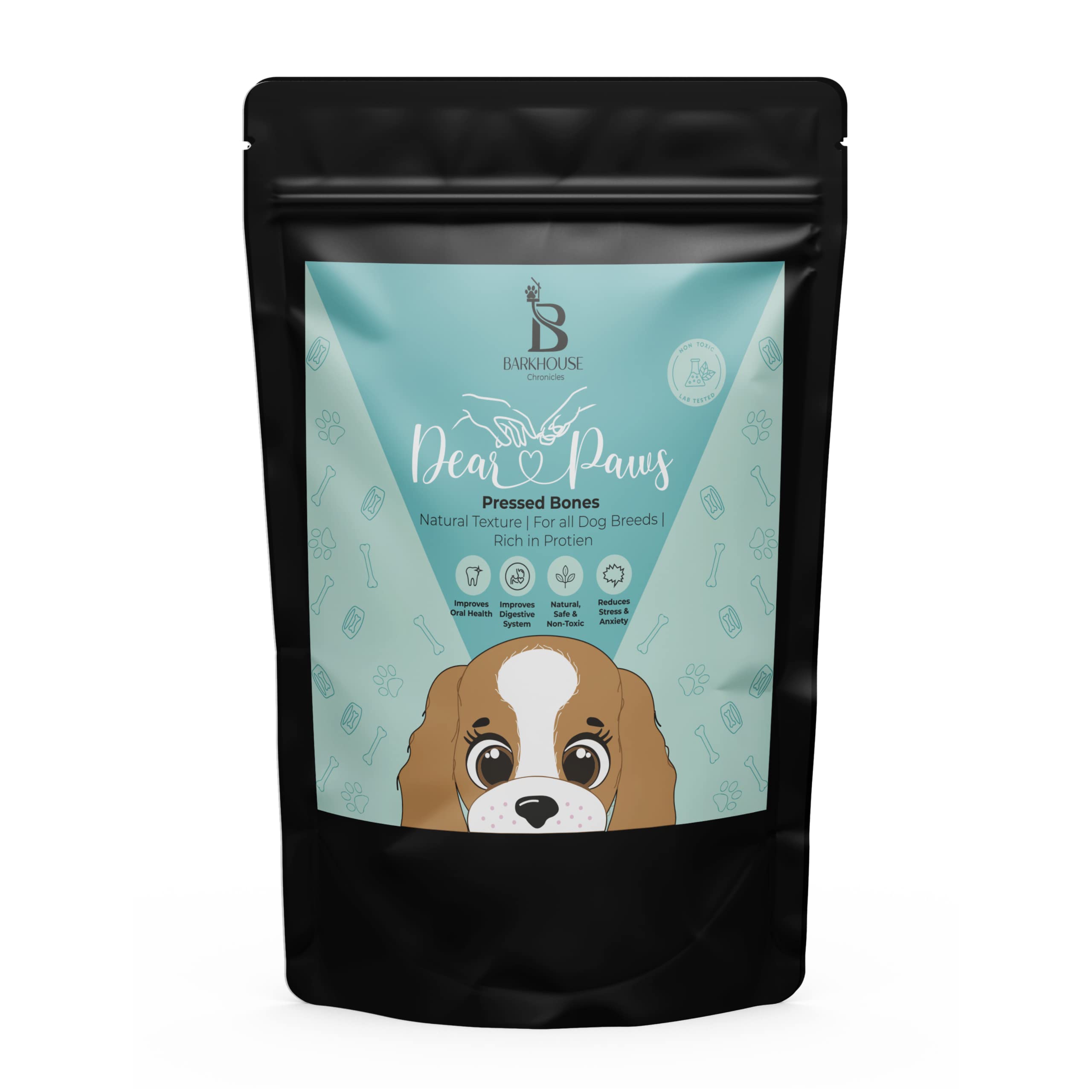 Dear Paws Pressed Bones | Natural Texture | Rich in Protein | Dental Treats for All Dog Breeds | 450 GM (3 Inches)