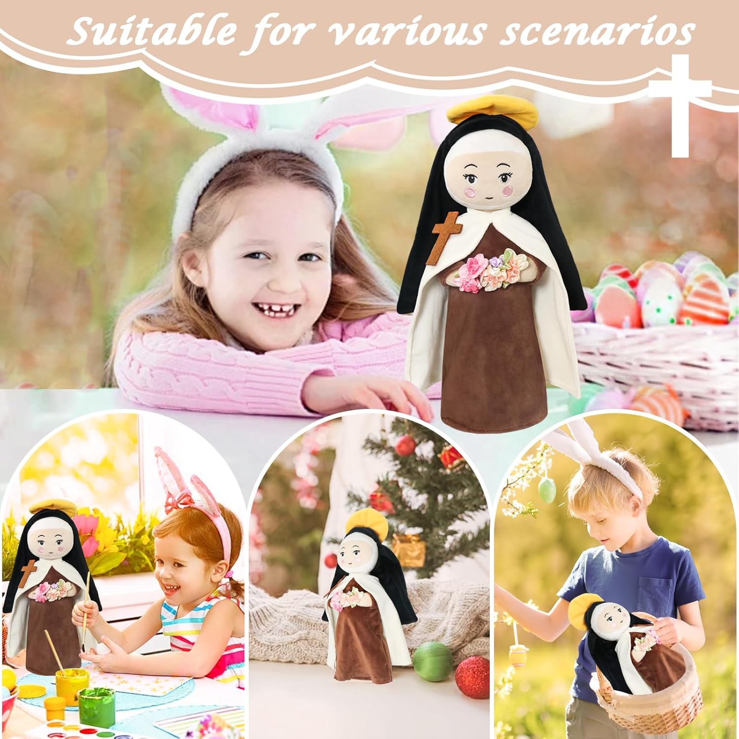 free-space St. Therese of Lisieux Doll Religious Gifts Plush Figure Easter Christmas Decoration Prayer Plush Doll for Girls Boys(St.Therese Doll)