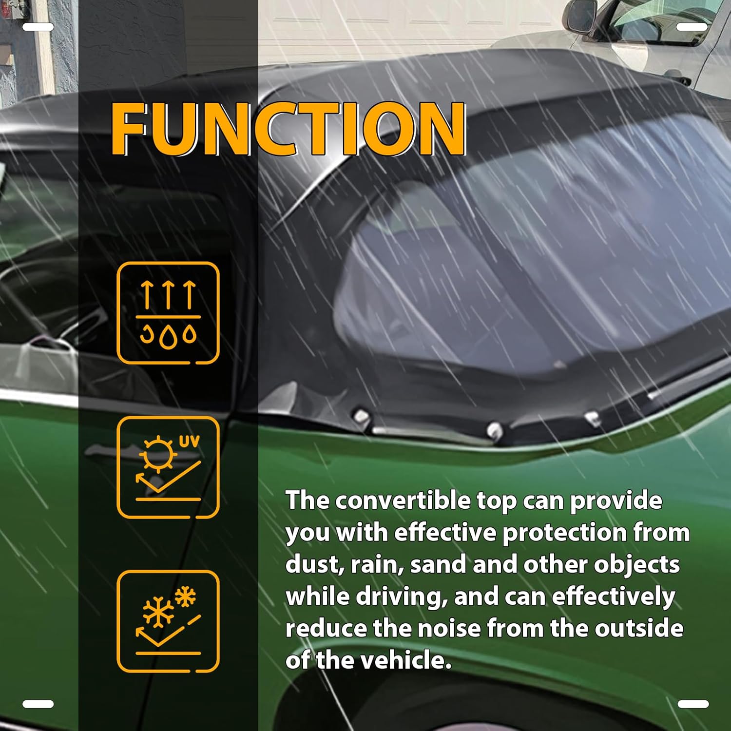 KUAFU Convertible Soft Top Compatible with 1970-1980 MG Midget Black Sailcloth Vinyl Top & Clear Plastic Window