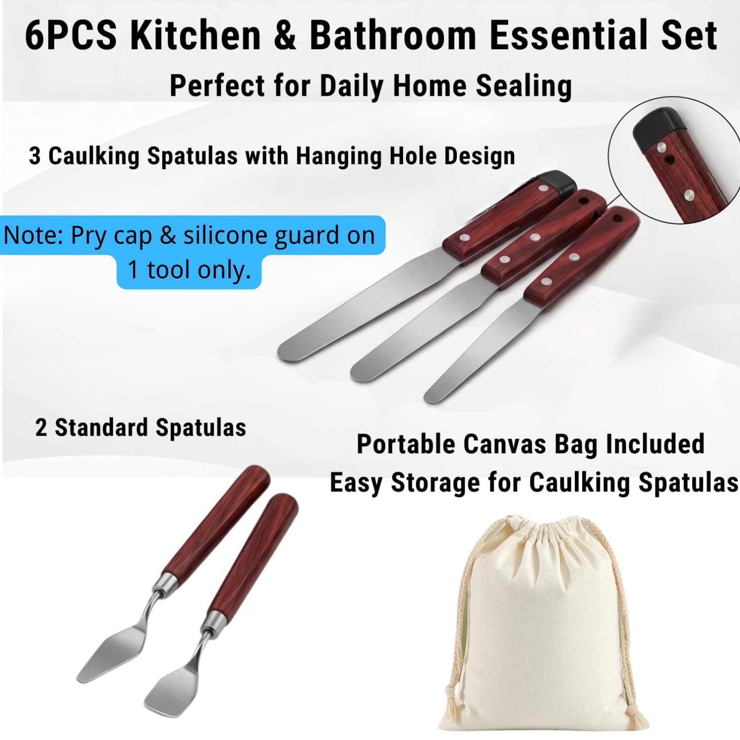 5-Piece Essential Caulk Spatula Set with Wooden Handle — Amazon image 5