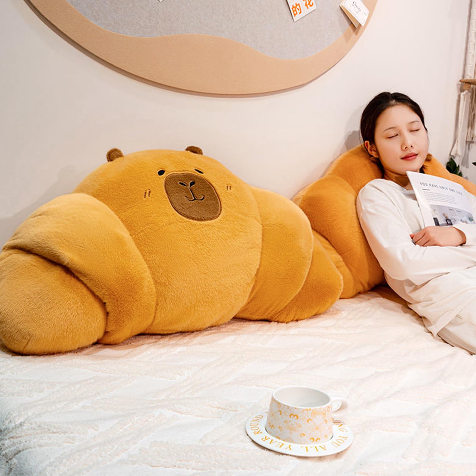 shownicer Peluche a forma di croissant Capybara, peluche Kawaii Croissant, regalo per adulti e bambini, 3 anni (100 cm)