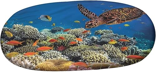 Miniatura 10 de XISUNYA Oval Fitted Tablecloth, Ocean Elasticized Polyester Table Cover,Dreamy Caribbean Beach Print Fitted Table Cloth, Fits Oval Tables up to 36"