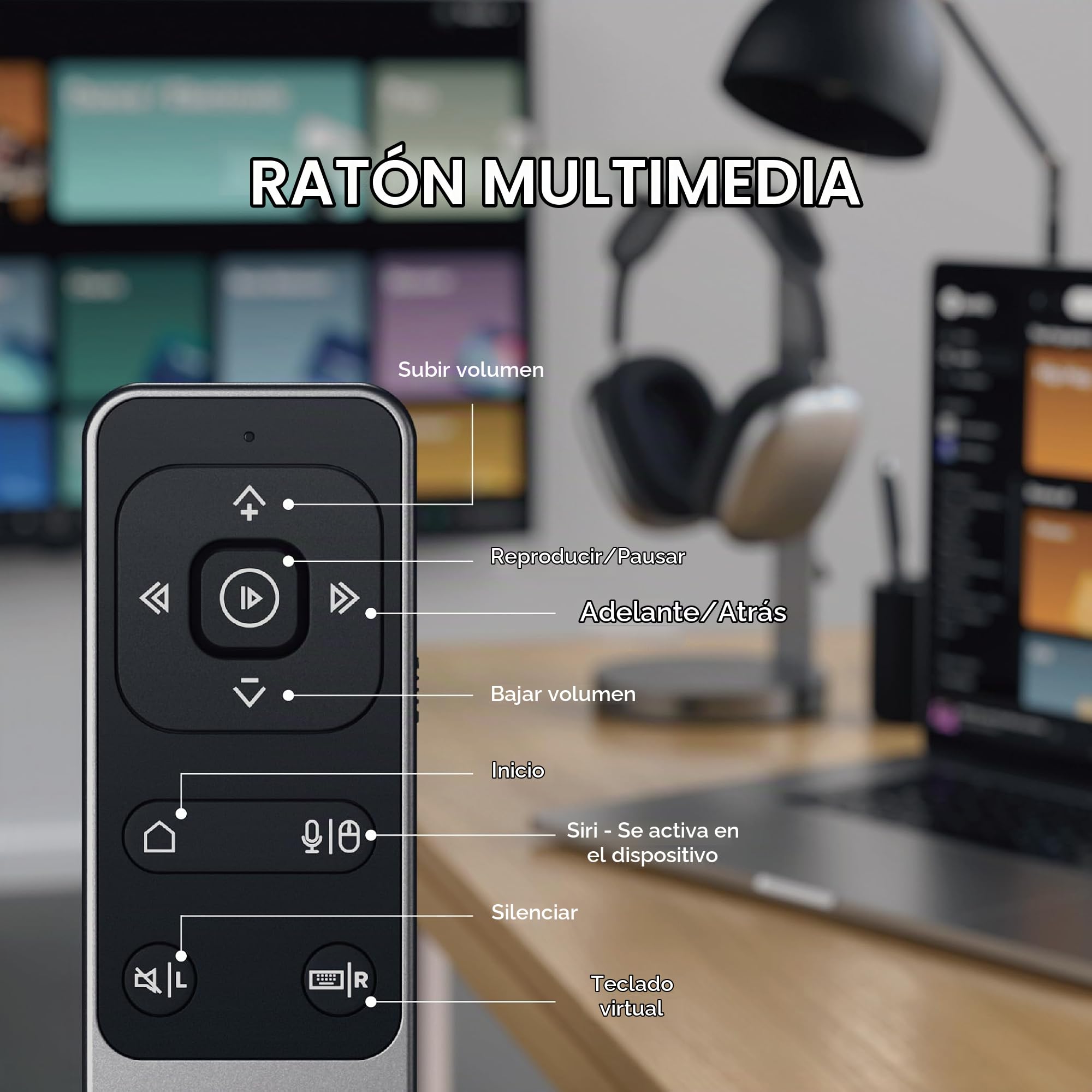 SATECHI Control Remoto Multimedia Bluetooth R2, USB C Recargable | Alcance de hasta 10 m, hasta 6 meses de batería, para PowerPoint y Keynote, MacBook, iPad y iMac