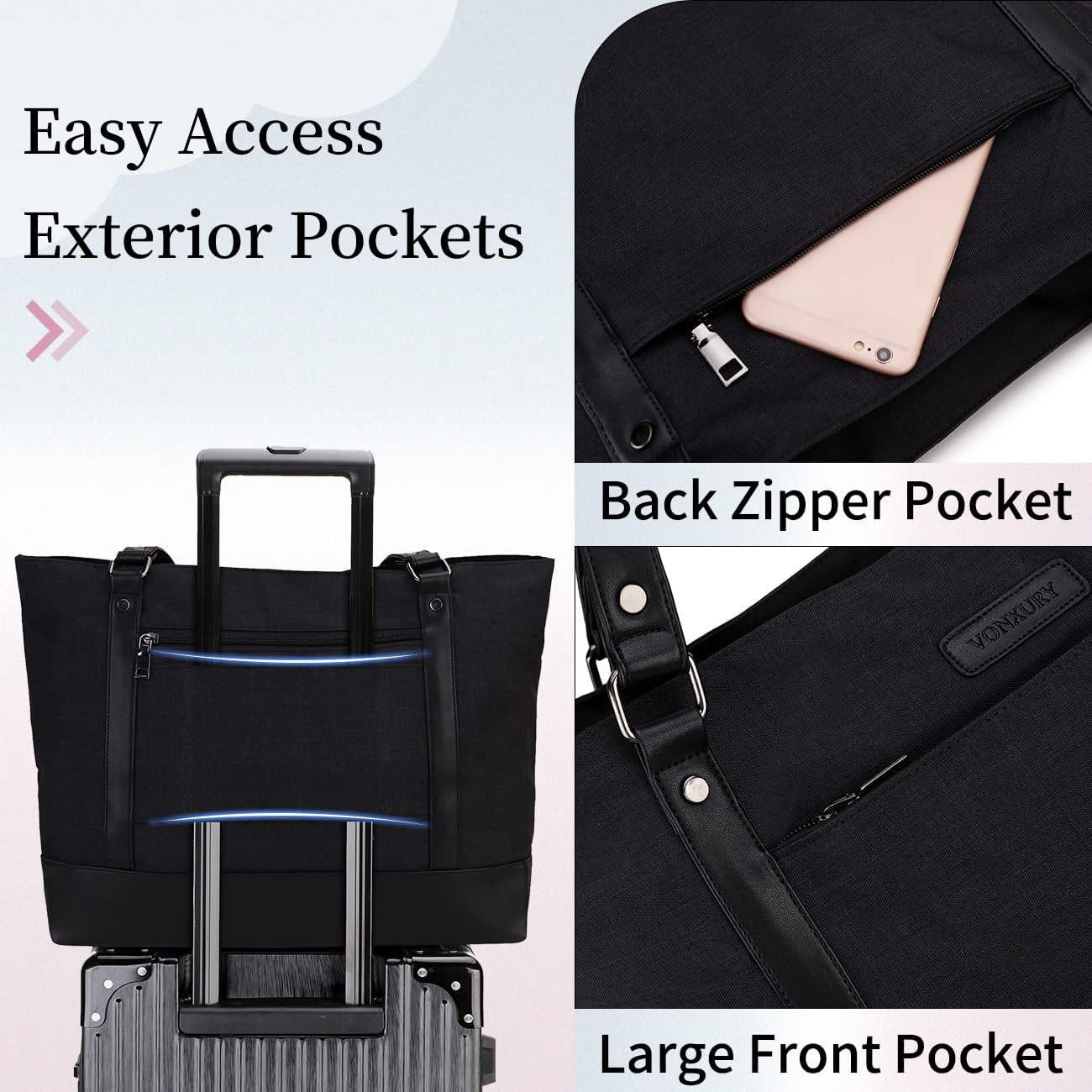 Laptop Tote Bag for Women, 15.6 Inch Computer Shoulder Bag Teacher Work Bag Travel Purse with Small Pouch VONXURY - Image 6