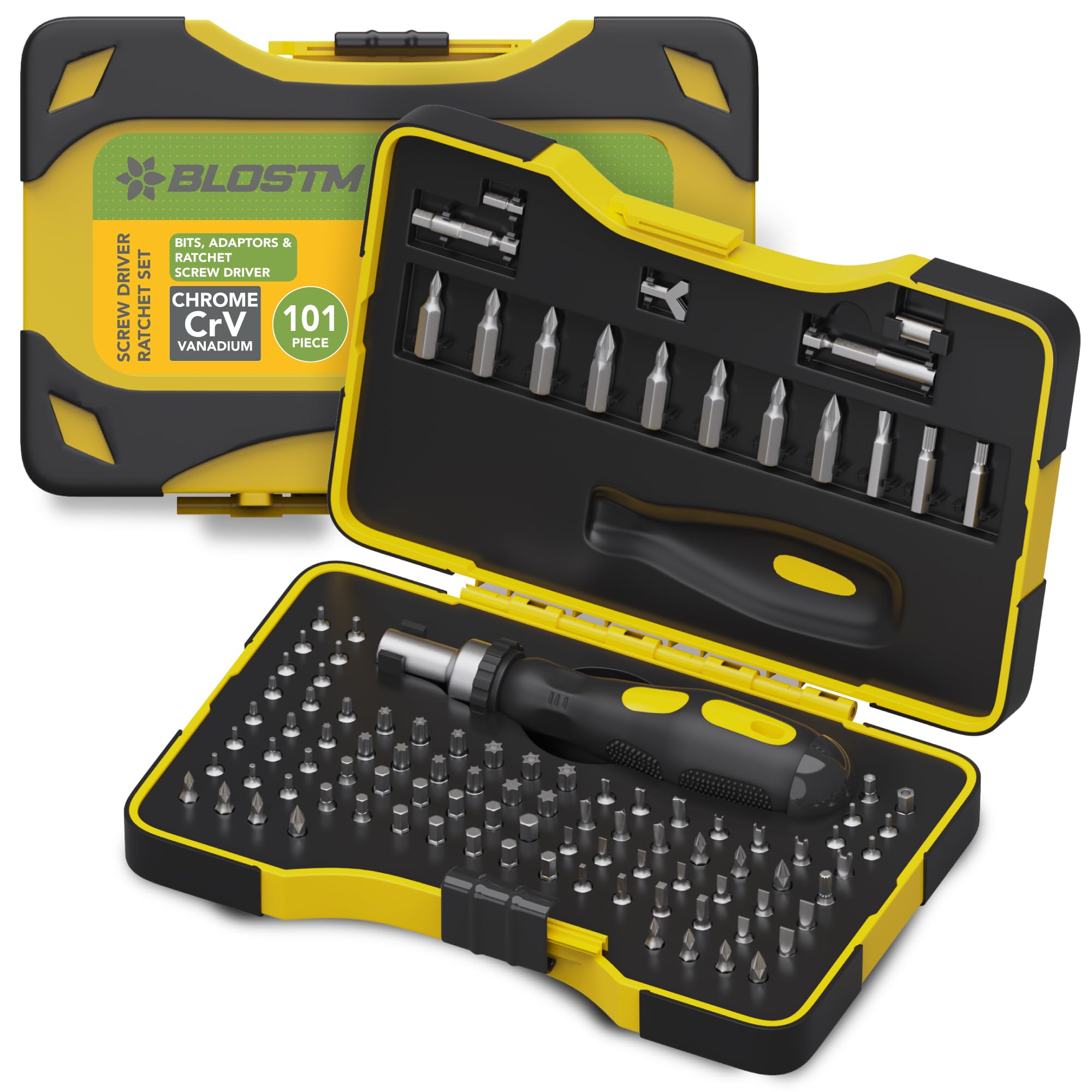 BLOSTM Ensemble de 101 Tournevis Magnétiques à Cliquet avec Embouts de Sécurité