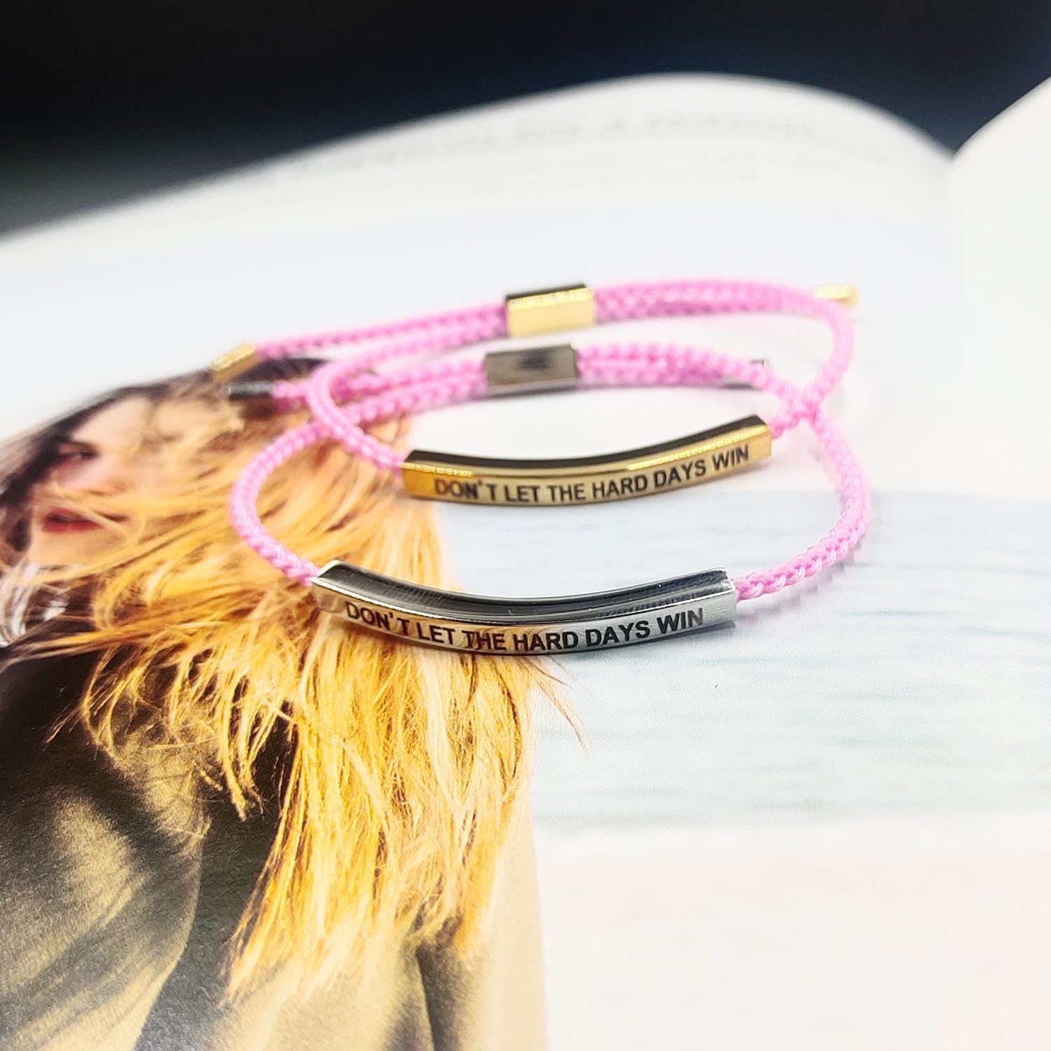 Choistily Dont Let The Hard Days Win Bracelet for Women Adjustable Handmade Braided Bracelet Stainless Steel Tube Engraved Inspirational Bracelet for Women Men Inspirational Jewelry Gifts - Image 7