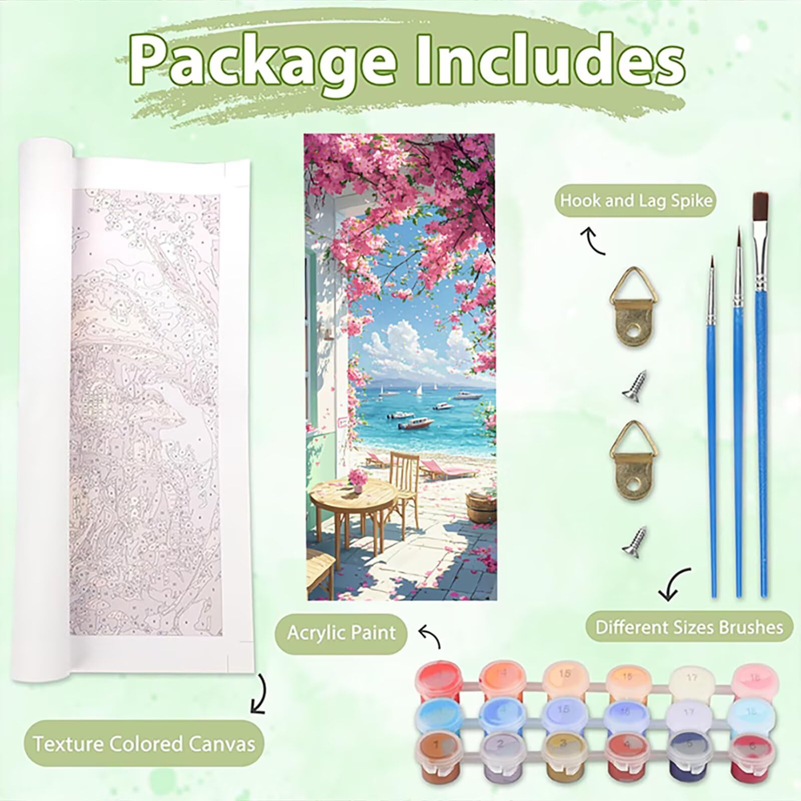 Malen Nach Zahlen 50x150cm Leinwand Küste Malen Nach Zahlen Erwachsene mit Ohne Rahmen, DIY Kreativ Set für Erwachsene mit Pinseln und Acrylfarbe, Zimmer Deko Aussicht Landschaft Geschenk, P0M-821