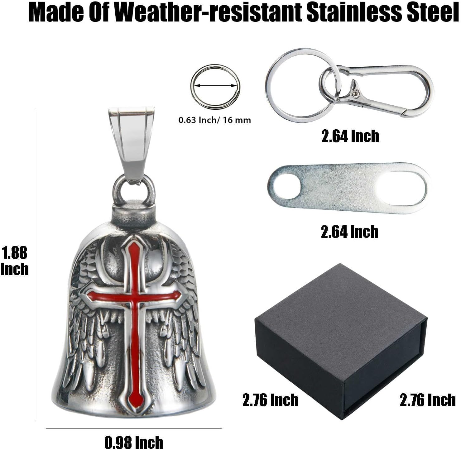 Motorcycle Bell Guardian Angel Charm - Weather-resistant Good Luck Gremlin Bells With Gift Box, Legend Card, Keychain