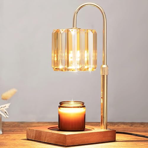 Miniatura 7 de Lámpara calentadora de velas con temporizador, regulable, altura ajustable, lámpara de cristal para velas en frasco, color negro