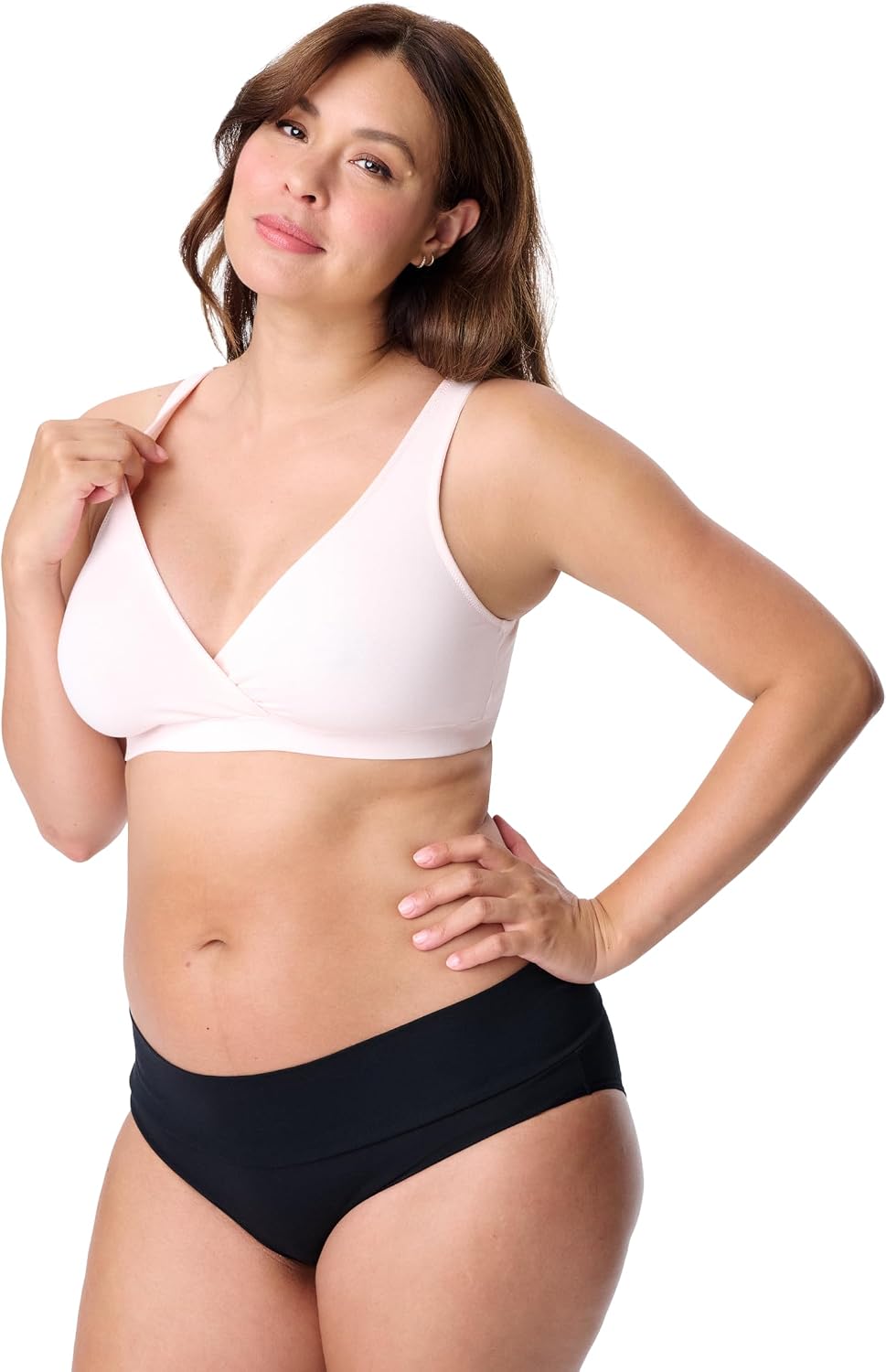 Motherhood Maternity Women's Soft Cotton Spandex Wrap Front Maternity & Nursing Sleep Bralette Bra S-3x image 2