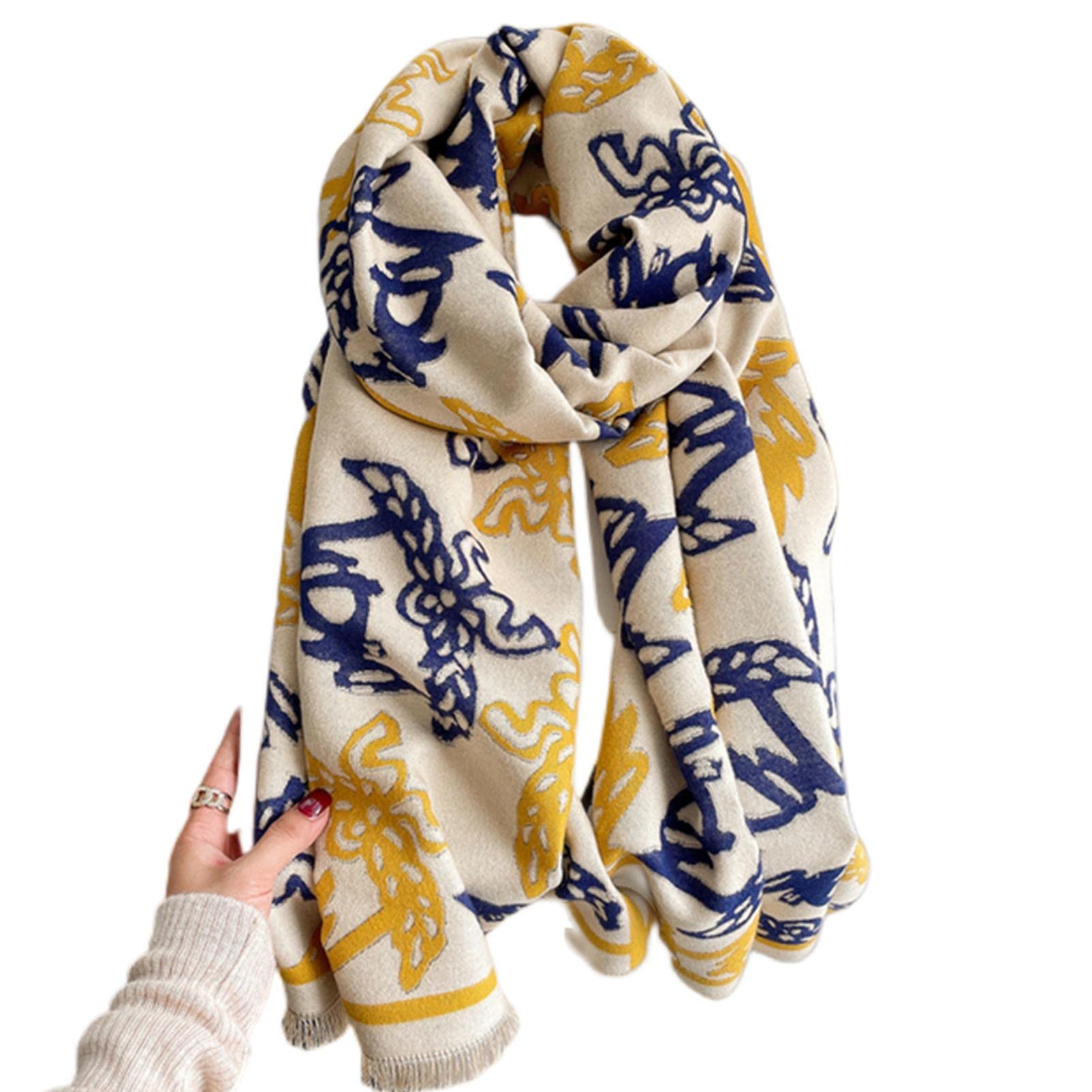 URYYRIT Foulard Écharpe Cachemire Chaude Dames Imprimer Un Châle De Couverture Hivernale Épaisse Et Envelopper Pashmina 180 * 65 Cm Femmes-Wyt156-3
