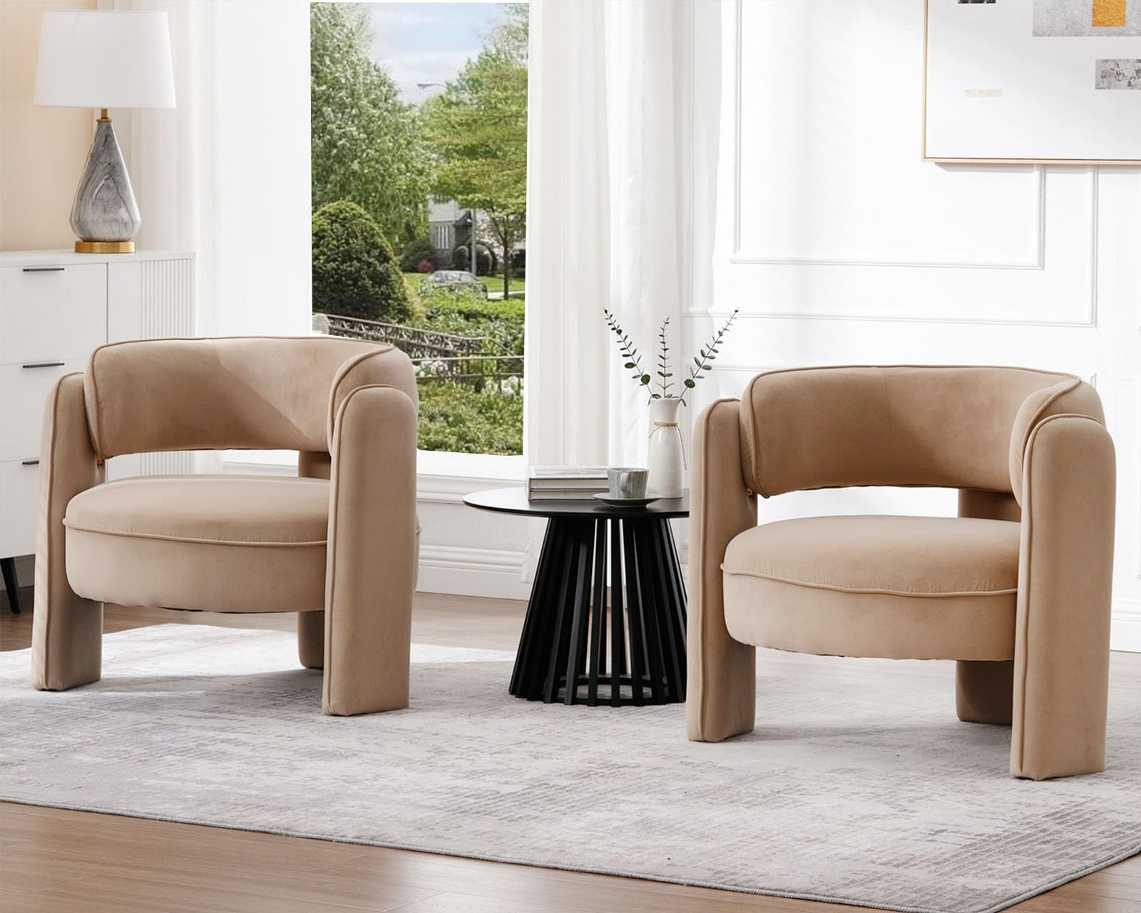 Mid Century Barrel Accent Chair With Ottoman Barrel Lounge Ottoman