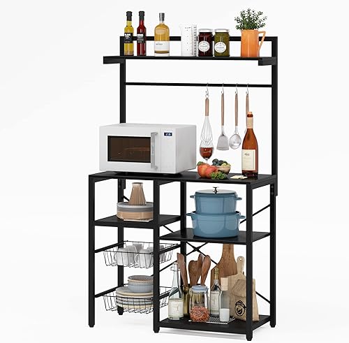 Moan Estante de cocina con estantes soporte para microondas estante de 6 niveles con almacenamiento organizador de almacenamiento de utilidad