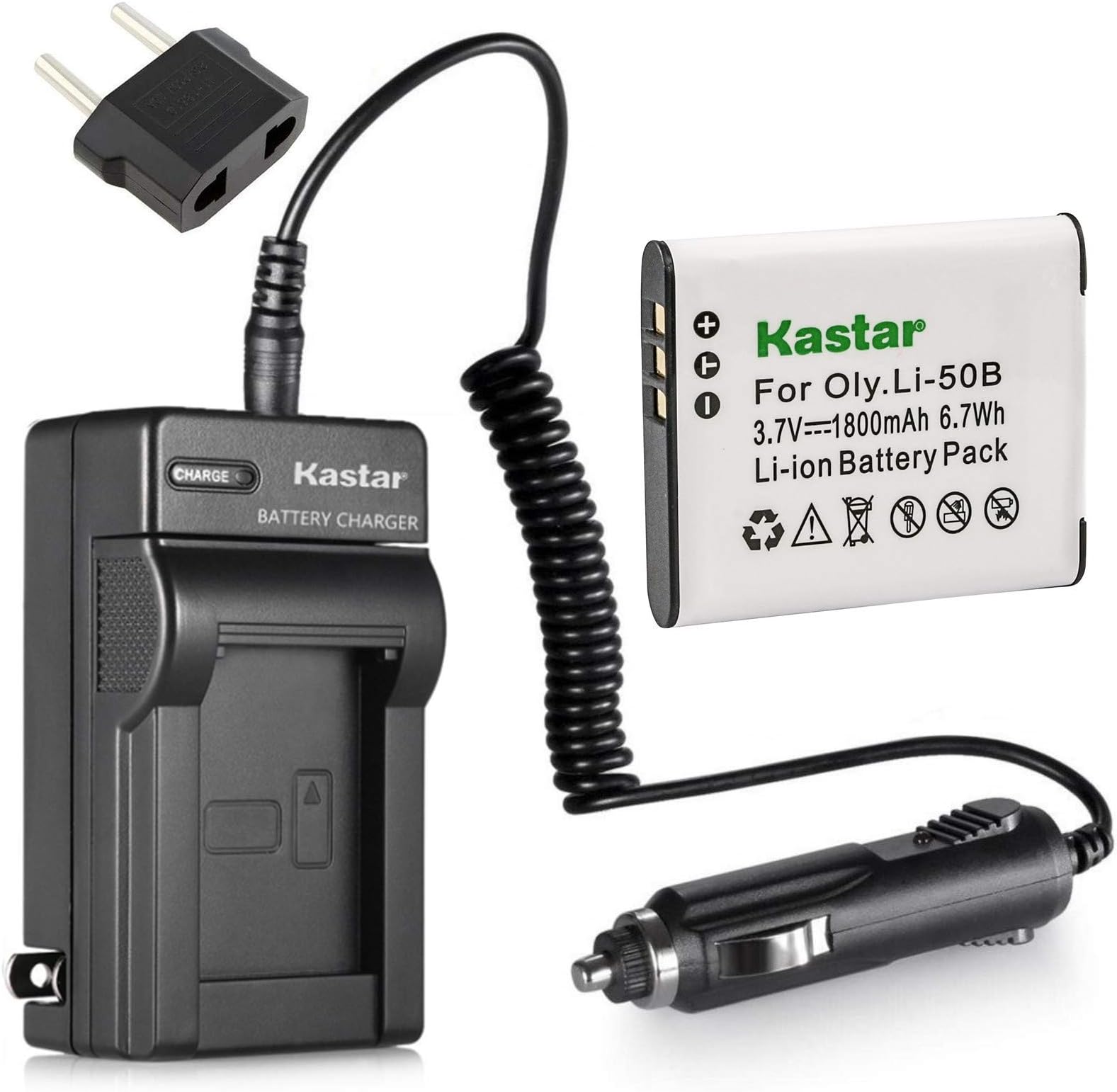 Kastar 1X Battery + Charger for Olympus LI-50B LI-50C & XZ-1 SZ-30MR SZ-10 SZ-11 SZ-20 SP800UZ Stylus Tough-6020 Tough-8010 Tough-6000 Tough-8000 Tough TG-810 1030 SW TG-610 SZ10 Tough 8000 TG810