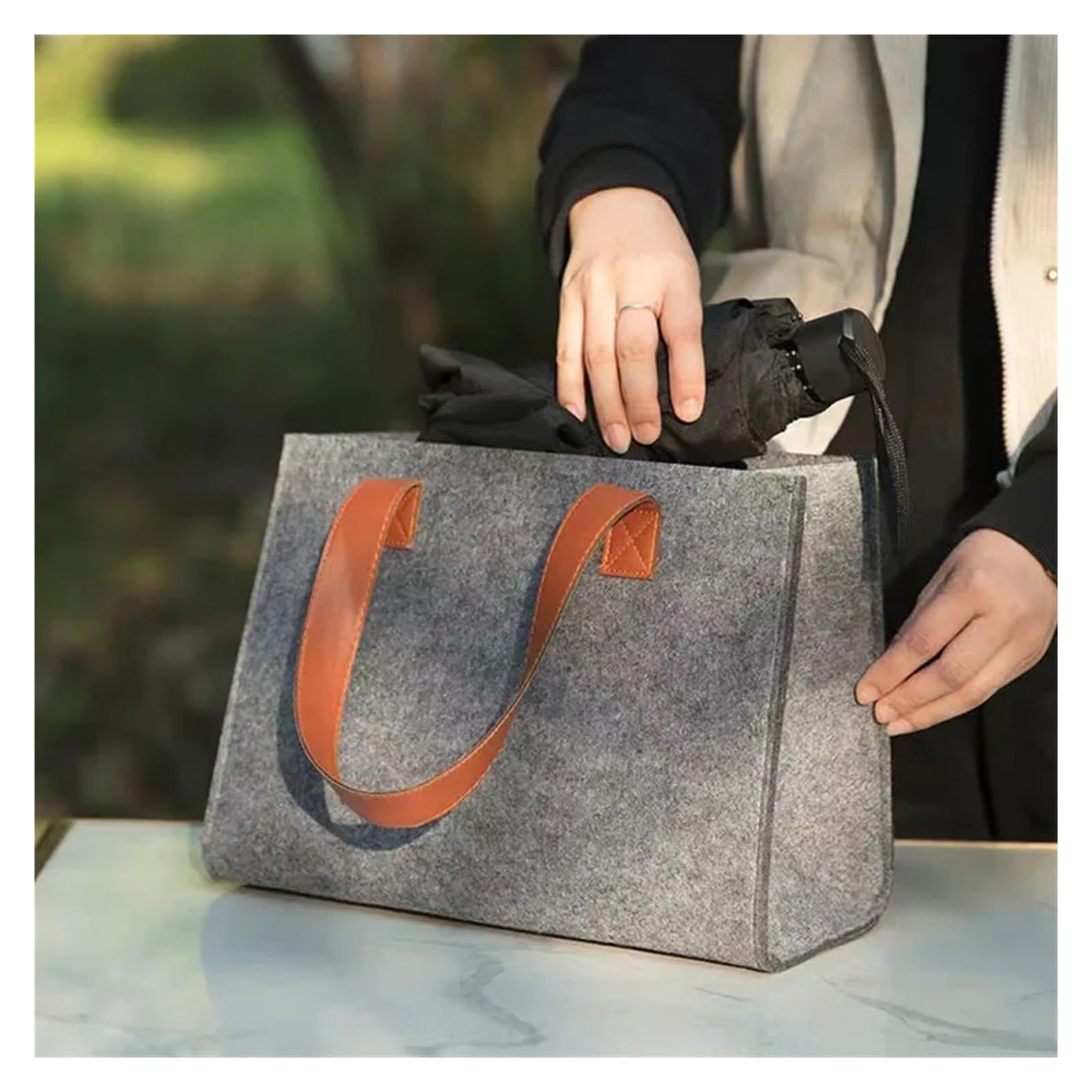 grey Felt Tote Bag Packaging Ladies Laptop Shoulder Large Capacity Storage Für Outdoor Trips, Picknick
