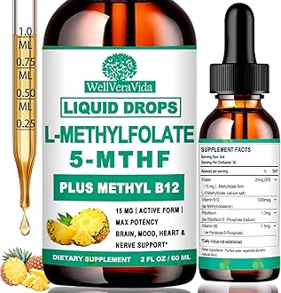 Methylfolate Supplement for Adult & Kids, L Methyl Folate 15mg Plus Methyl B12 B6 B2 Multivitamin, Metabolically Active 5-MTHF Form for Mood Homocysteine Methylation Cognition Energy Nerve Health*
