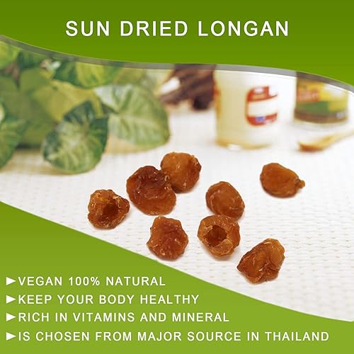 Miniatura 5 de DABC OAK LAND Longan Seco Frutas secas, alta nutrición, alta vitamina, bocadillos, envases americanos. (Longan seco, 3 libras)