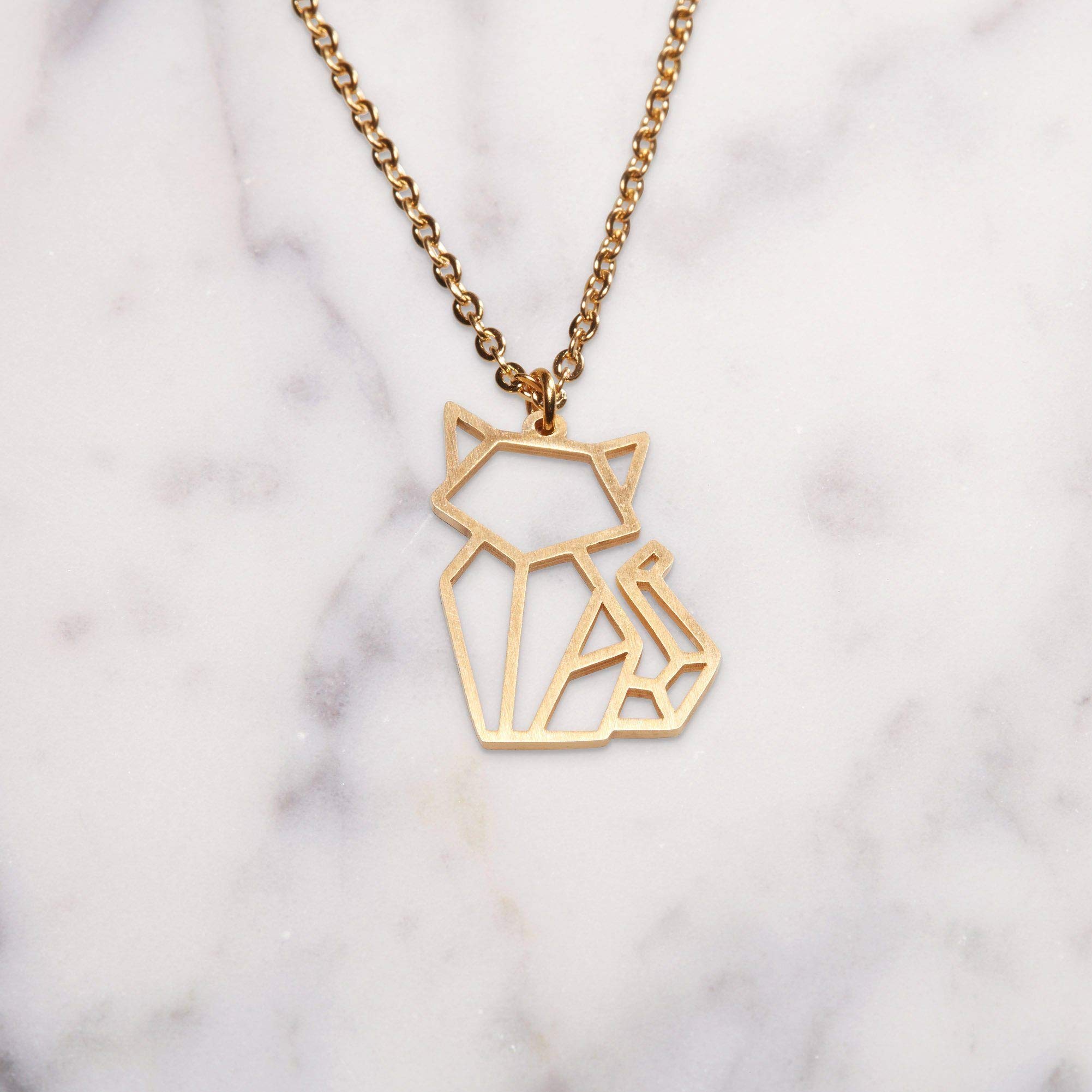 Cat Gold Origami Jewelry Gold Geometric Chain Necklace 18 Karat