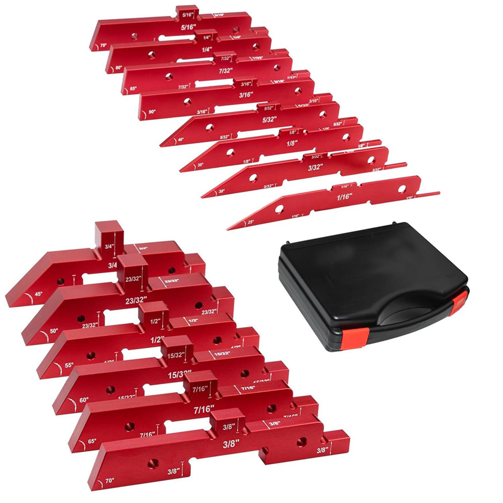 14pcs Setup Blocks Woodworking Tool Height Gauge Set Aluminum Construction with Case Router Accessories Woodworking Tool