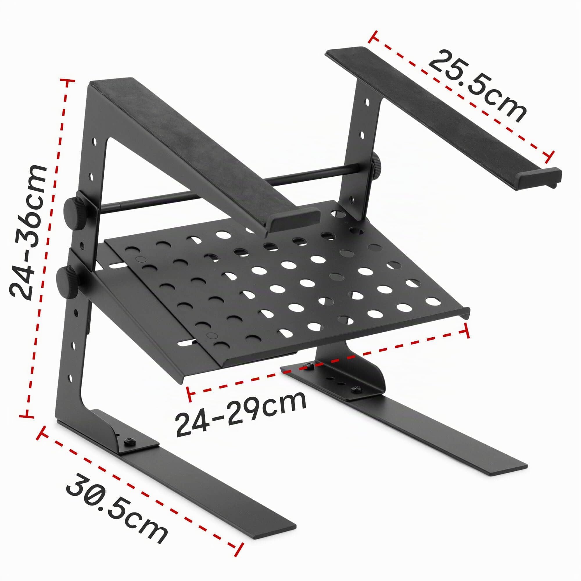 TIGER LEC18-BK Supporto per laptop/supporto per DJ con mensola e morsetti da tavolo