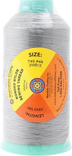 Miniatura 717 de Mandala Crafts Hilos de coser resistentes de nailon consolidado, hilo para tejer jeans de cuero, hilos de tapicería marina al aire libre, Beige