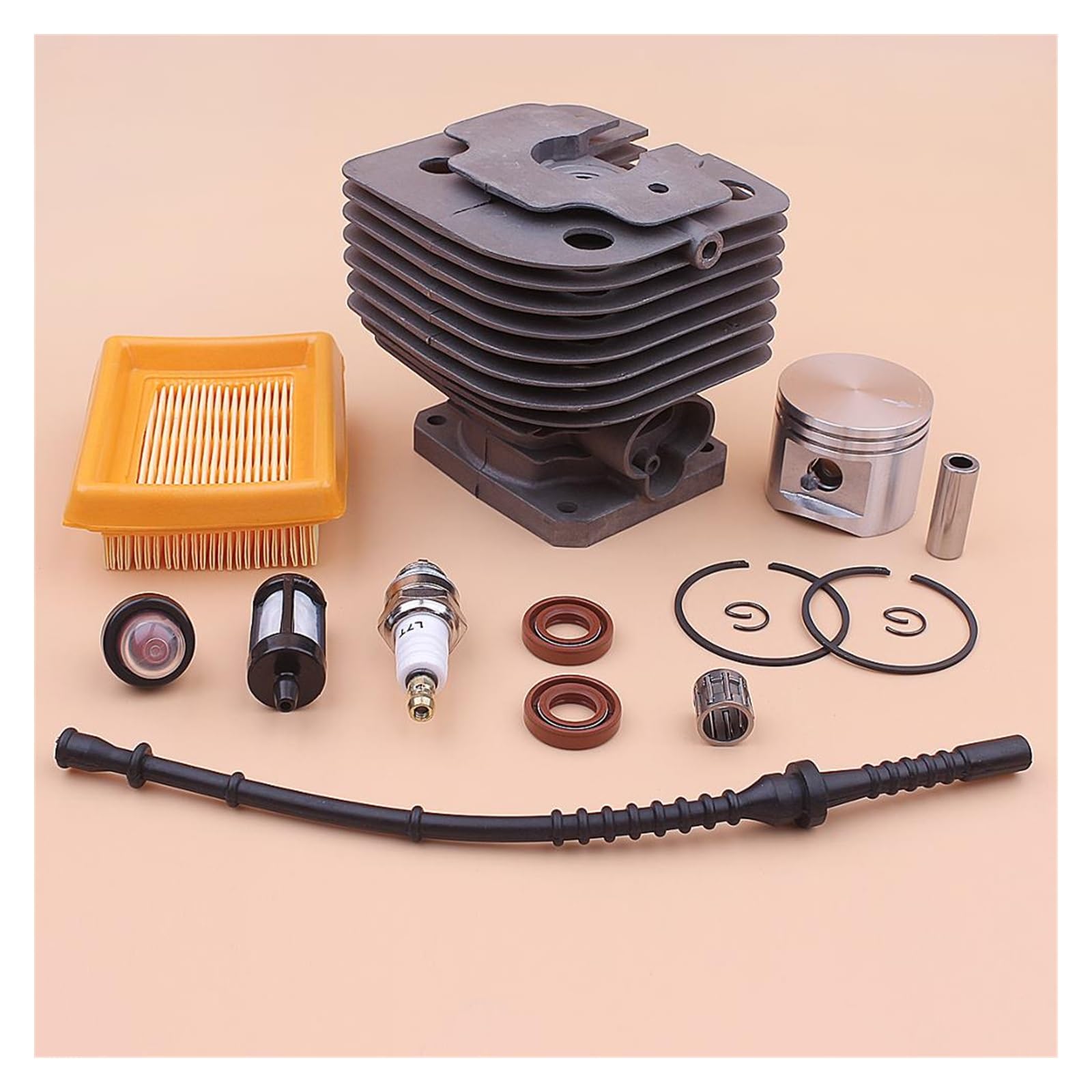 1 Juego de Kit de pistón de cilindro de 42mm for Stihl FS450 FS 450, línea de filtro de combustible de aire, sello de aceite, bombilla de imprimación, bujía, recortadora de césped 4128 020 1211
