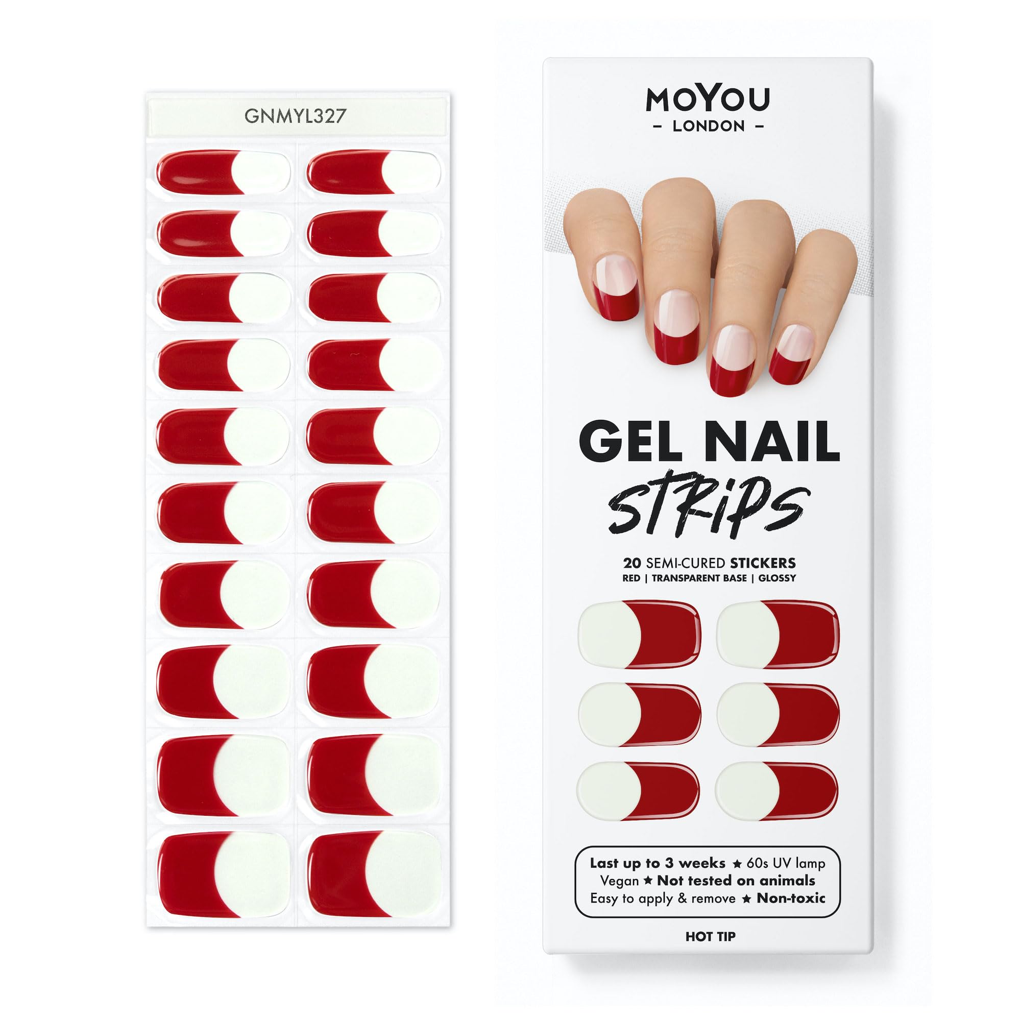 MOYOU LONDON Semi Cured Gel Nail Strips, 20 Pcs. Waterproof Gel Nail Wraps, Cures in Sunlight or UV/LED Lamp - Image 2