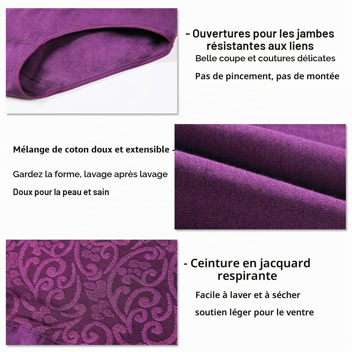 YaShaer Lot de Slips Taille Haute en Coton pour Femme