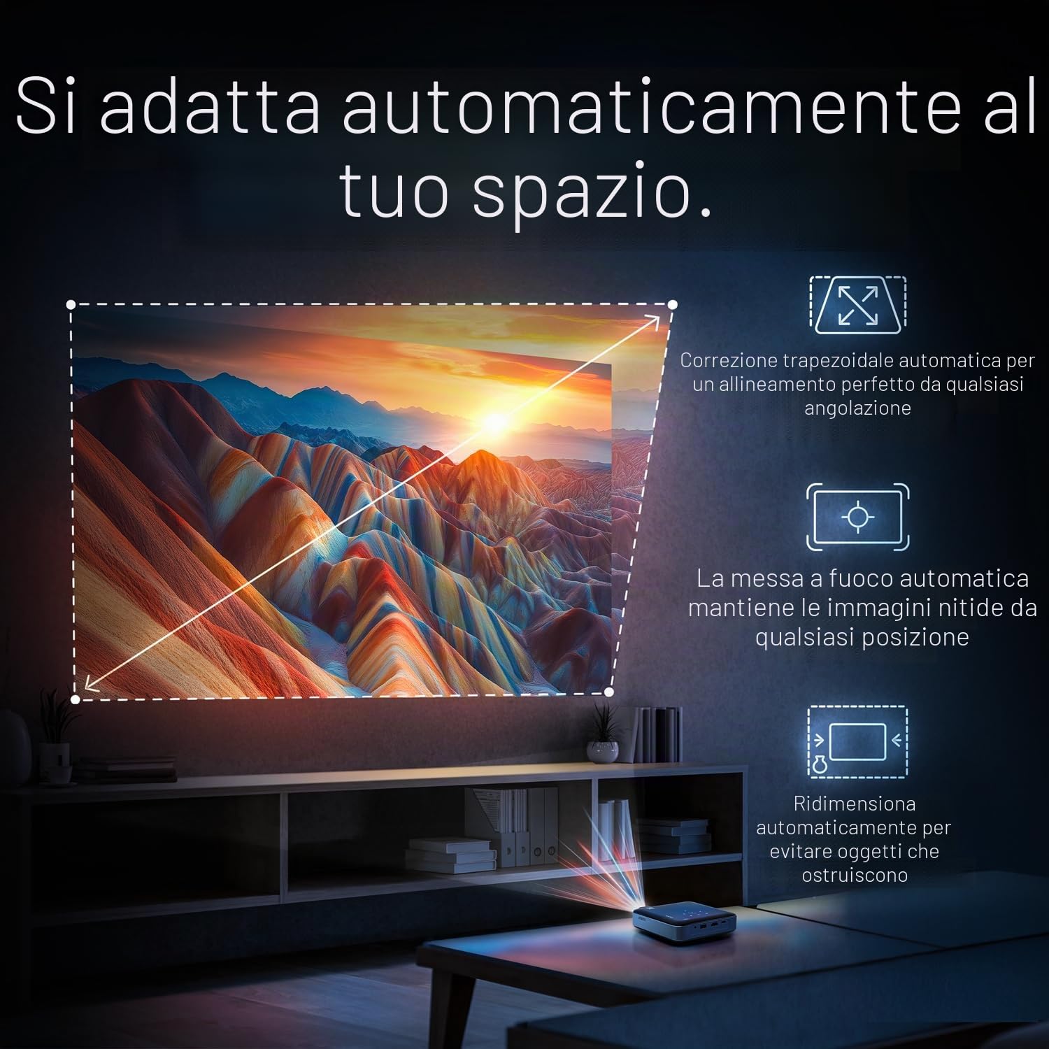 Kodak Luma 500 Mini proiettore | 1080p Full HD Proiettore portatile per esterni con Wi-Fi, Bluetooth, HDMI e USB | Google TV 11.0 OS, certificato Netflix, Chromecast integrato, 150 lumen, display da