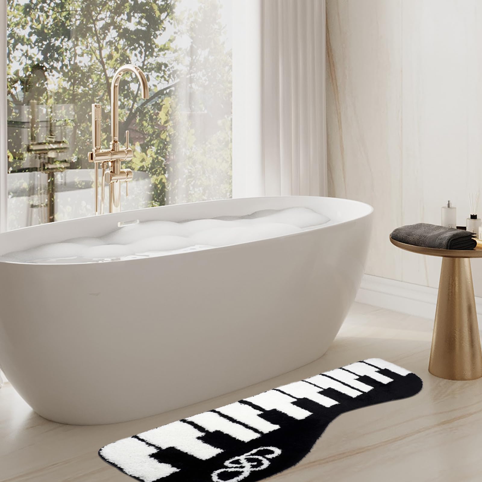 Tappeto Bagno Assorbente Asciugatura Rapida Motivo Tasti Pianoforte