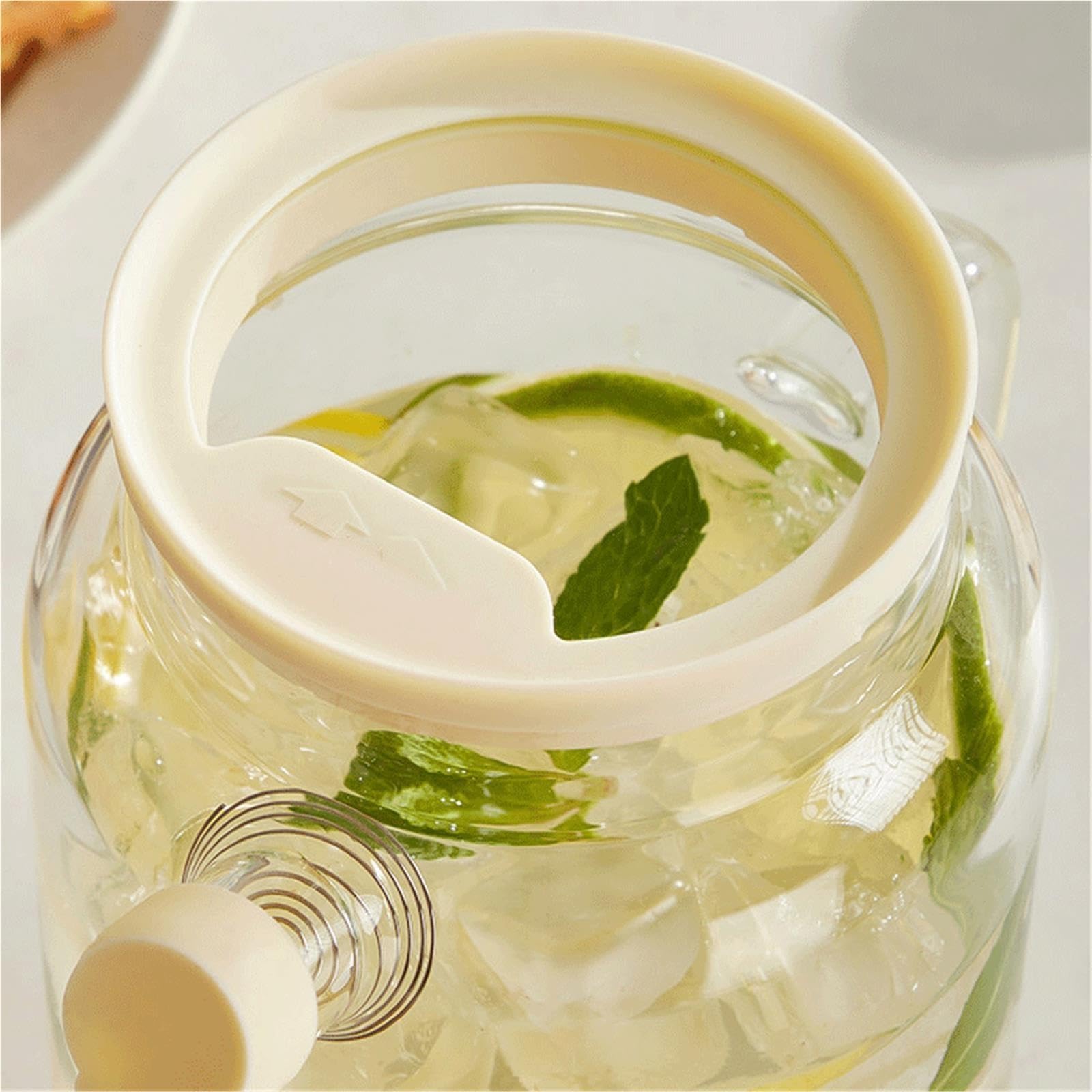 Pichet Eau Pichet à Eau en Verre avec Couvercle en Verre trempé et Joint en Silicone(Moyen)