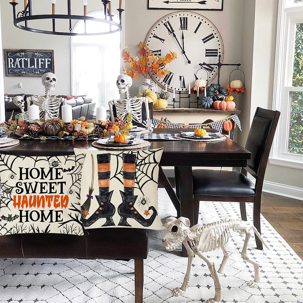 AACORS Housse De Coussin D'Halloween 45,7 X 45,7 Cm - Décoration De Vacances Et De Ferme - Pour Maison, Canapé, Noir AA181-18