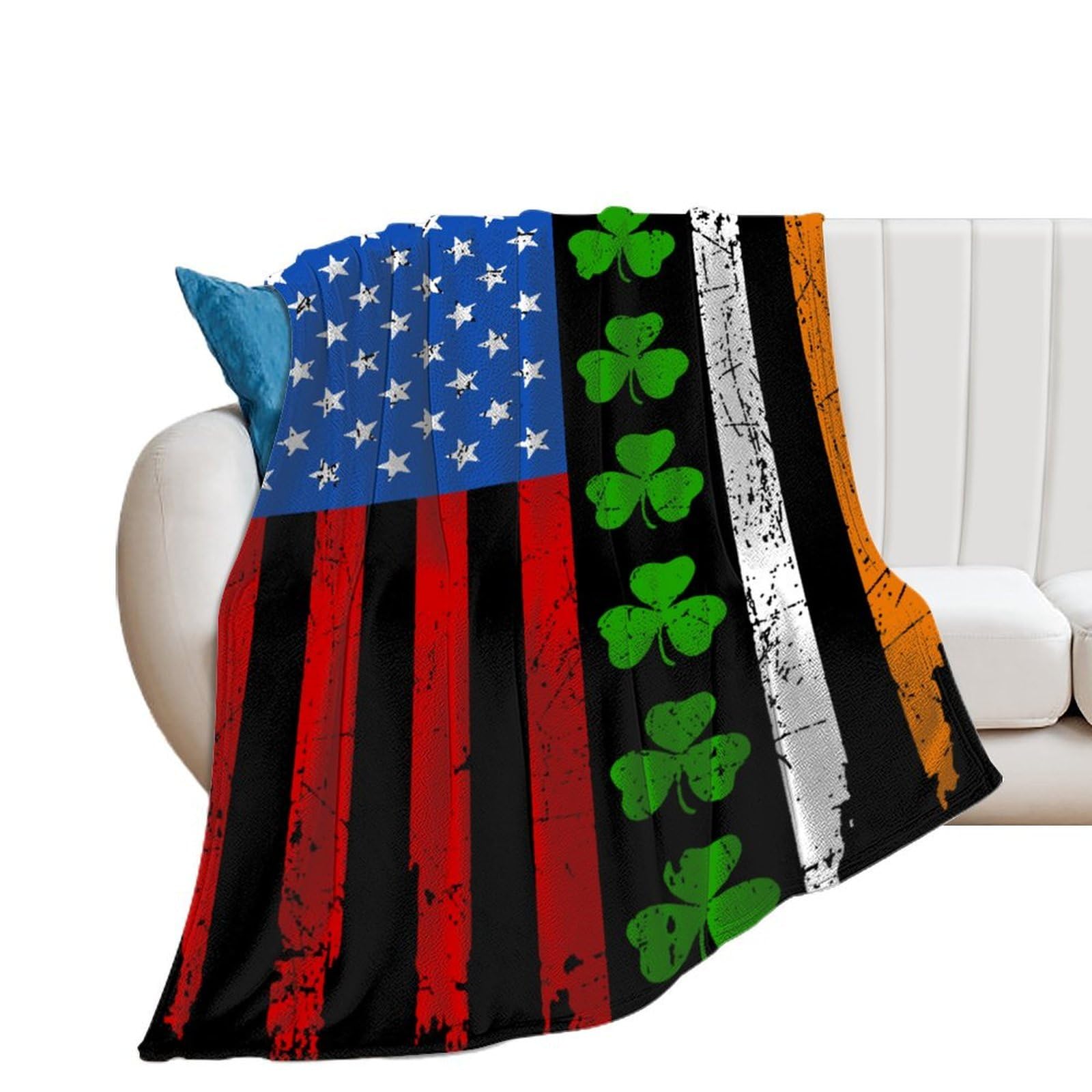 OUTBDNVFSA Irish Americans-Flag Throw Blanket Lightweight Summer Blankets for Bed Sofa Camping Travel
