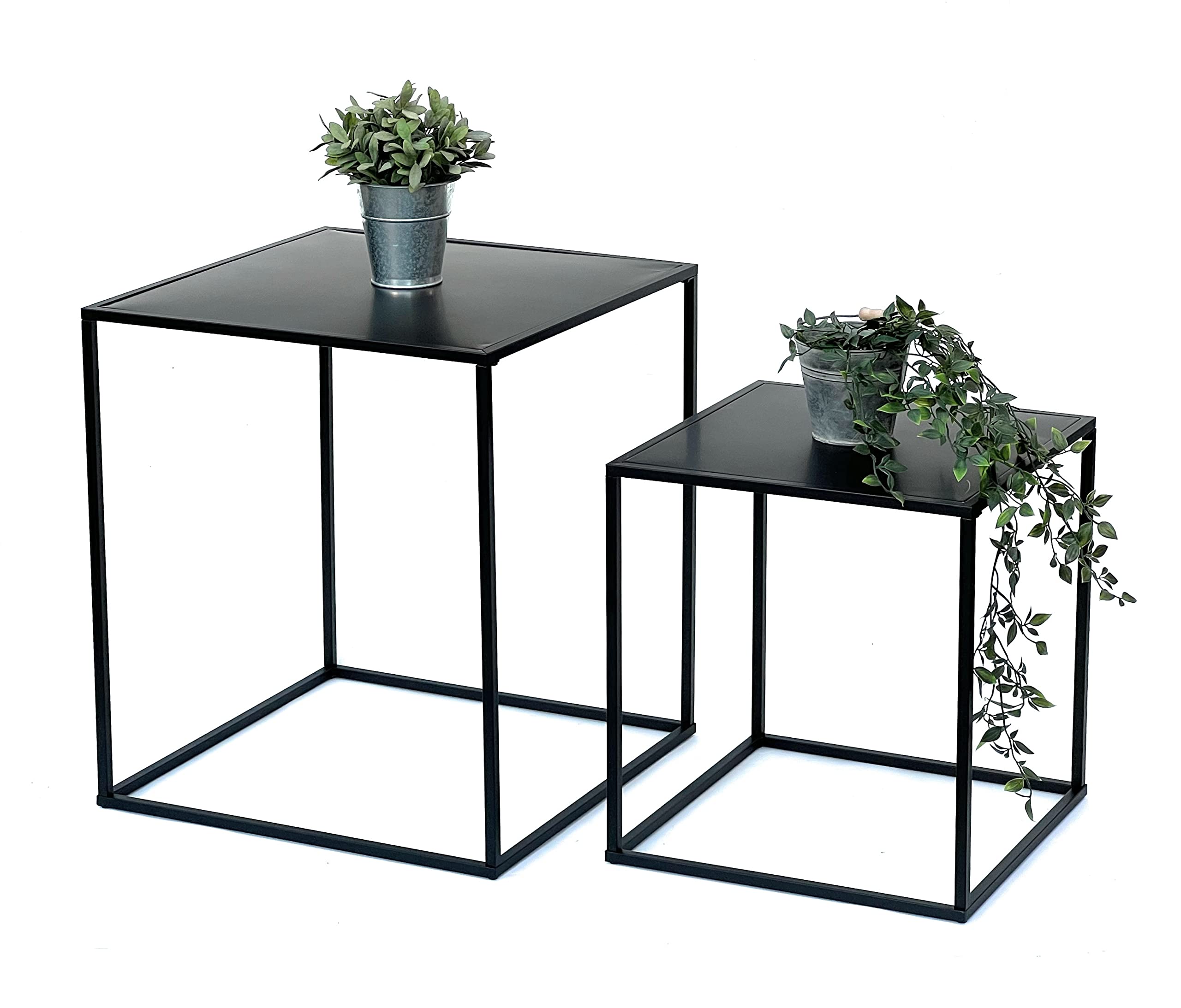 DanDiBo 96252 - Set di 2 tavolini da salotto in metallo, 52 cm e 42 cm