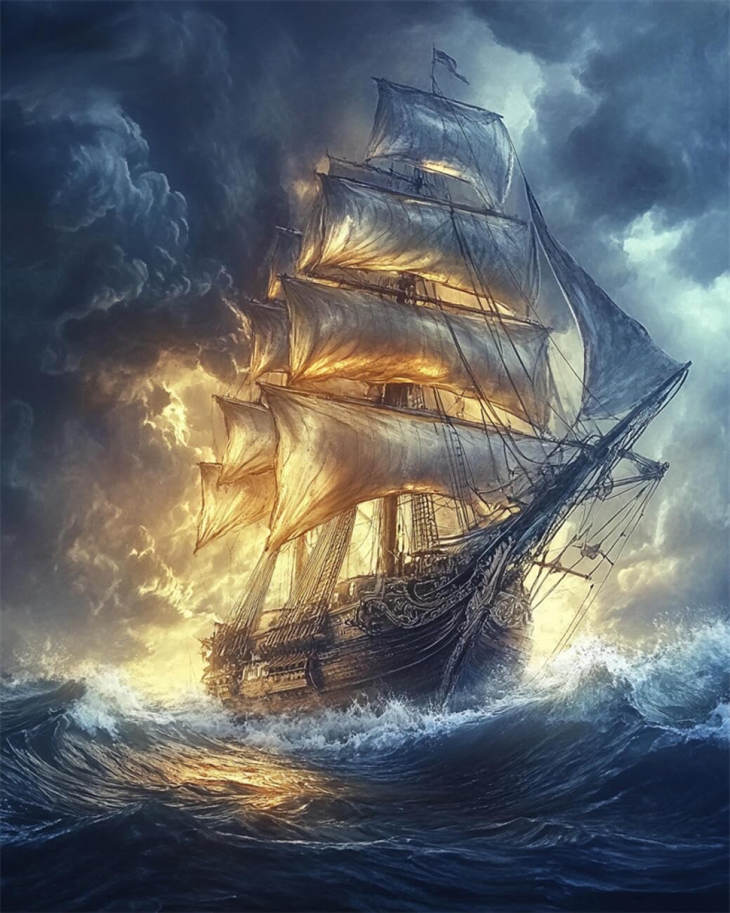 RKFLGEW DIY Bead Embroidery Kits Sailboat Oil Painting 30x40cm
