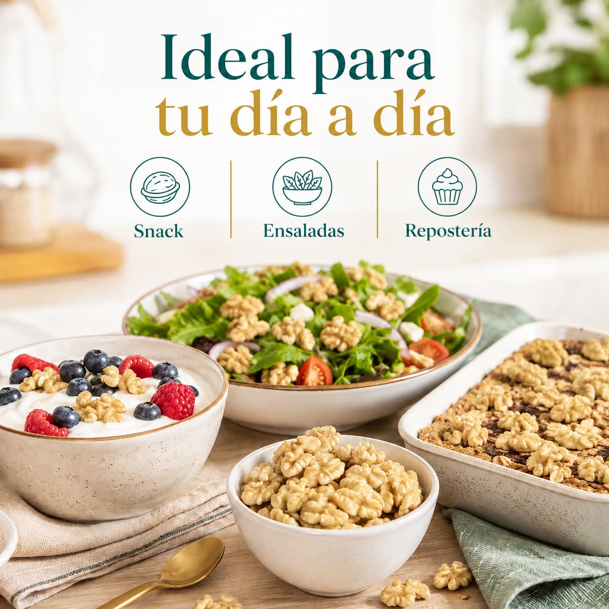 Samskara Nuez Pelada AL VACIO Gran Calibre a Mano Premium 600 g | Nueces Naturales Extra Light, Fruto Seco en Cuartos, Snack Gourmet 100% Natural sin sal