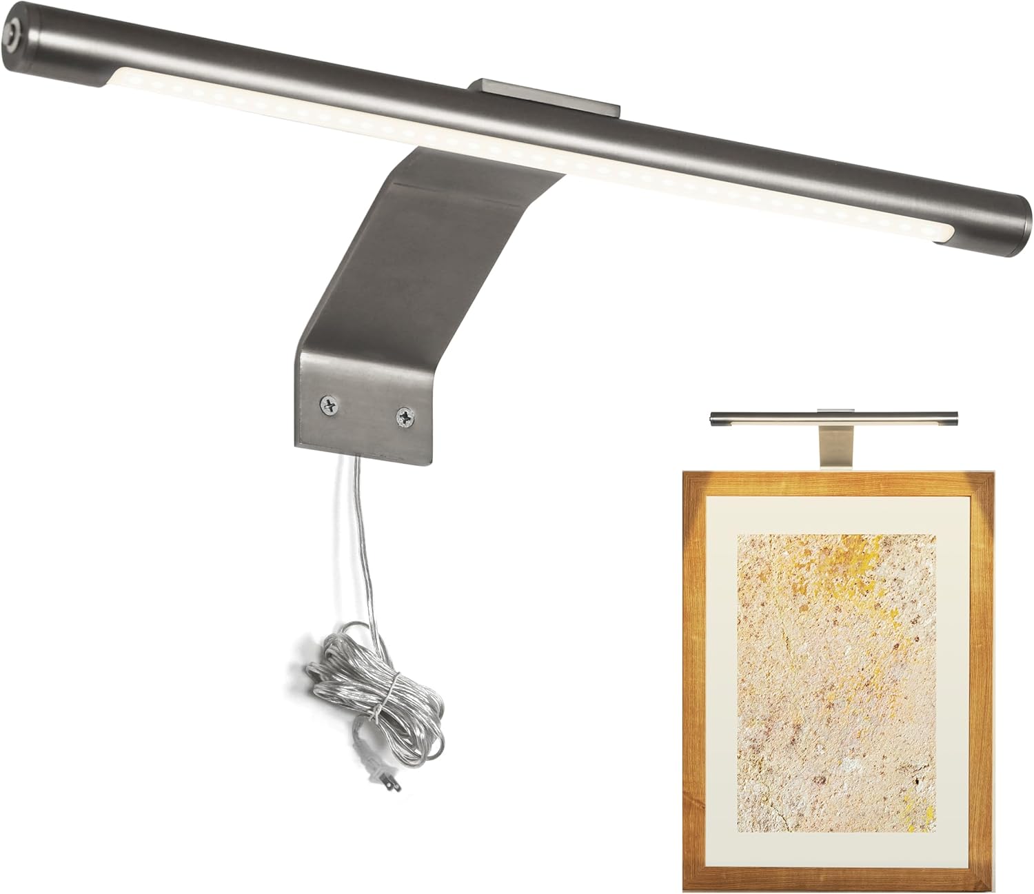 Neatfi Modern Picture Light, Plug-in, Dimmable, Light for Wall Art, Picture Frame Lighting for Paintings and Gallery (17-inch, Silver)