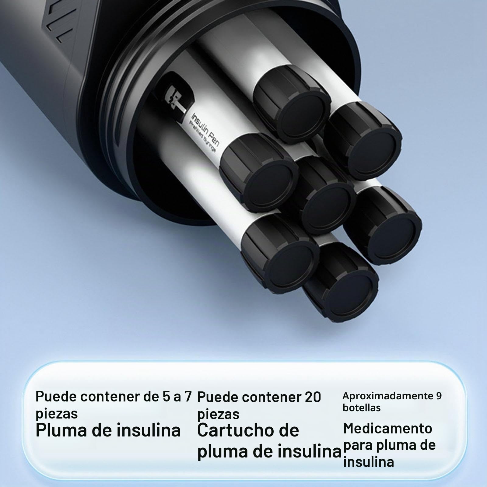 Nevera de Viaje para Insulina con Control de Temperatura Digital Estuche Térmico Portátil para Medicamentos Refrigeración Aislada Material Resistente, Una Sola Batería