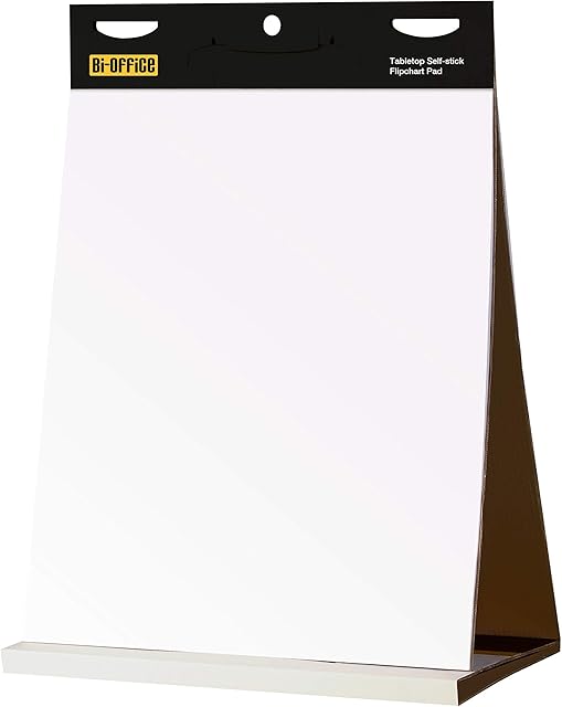 Bi-Office Tabletop Self Stick Flipchart Pad, 20 Sheets - 70 gr/m² paper, 58,5 x 50 cm