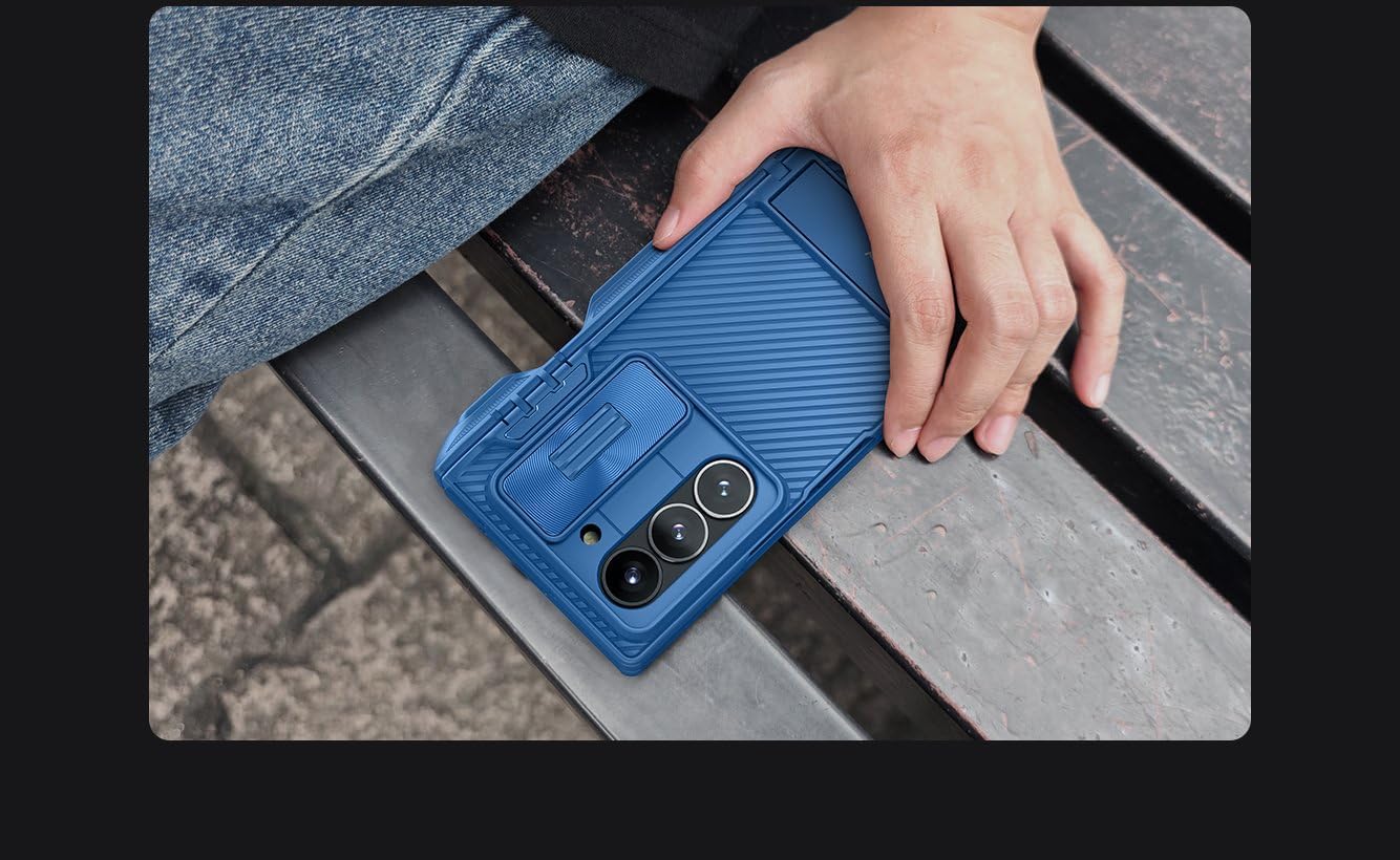 Nillkin Samsung Galaxy Z Fold 6 Case with S Pen Holder & Hinge Protection [Screen Protector] [Kickstand] [Slide Camera Cover] CamShield Pro Slim Protective Case for Galaxy Z Fold 6 5G (Deep Blue)