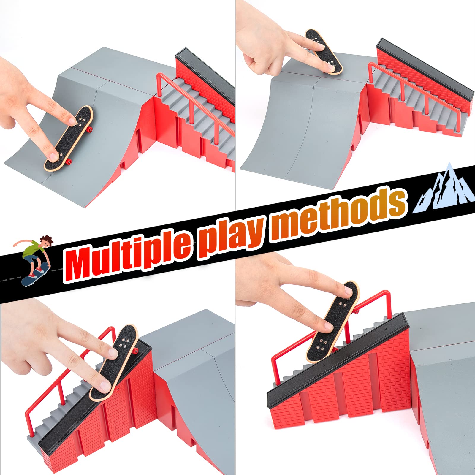 Zestaw ramp na deskorolkę, mini podstrunnica, zestaw ramp do jazdy na deskorolce, palcach, deskorolce, rekwizyty sportowe (B)