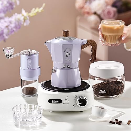 Miniatura 9 de Bincoo Estufa para máquina de café expreso, 2 tazas4.1 fl oz, pequeña estufa italiana, olla moka para camping, portátil, ideal para el hogar y