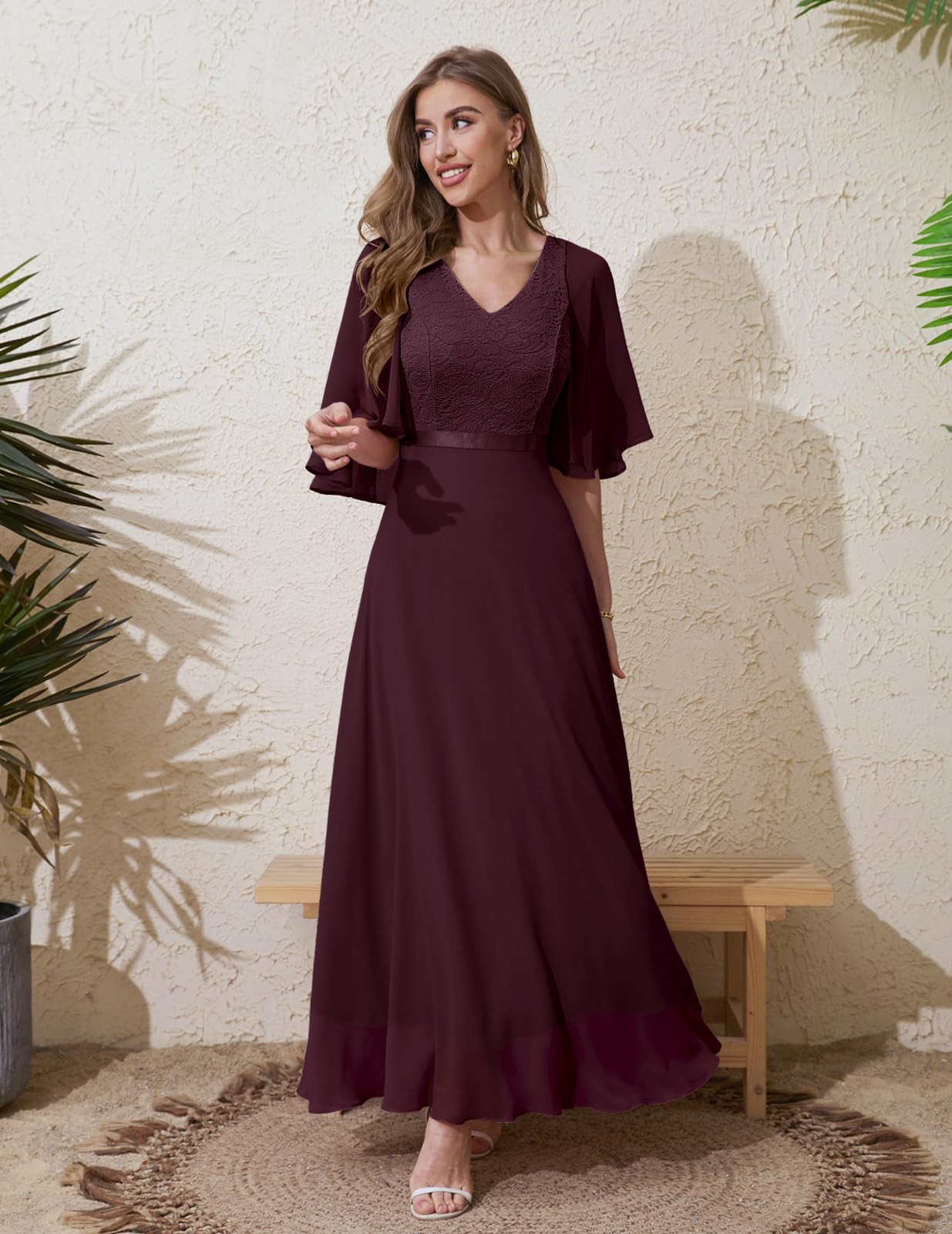 DRESSTELLS Abiti da cerimonia nuziale formale, vestito lungo del merletto di promenade del partito di cocktail del partito della damigella d'onore dell'autunno 202