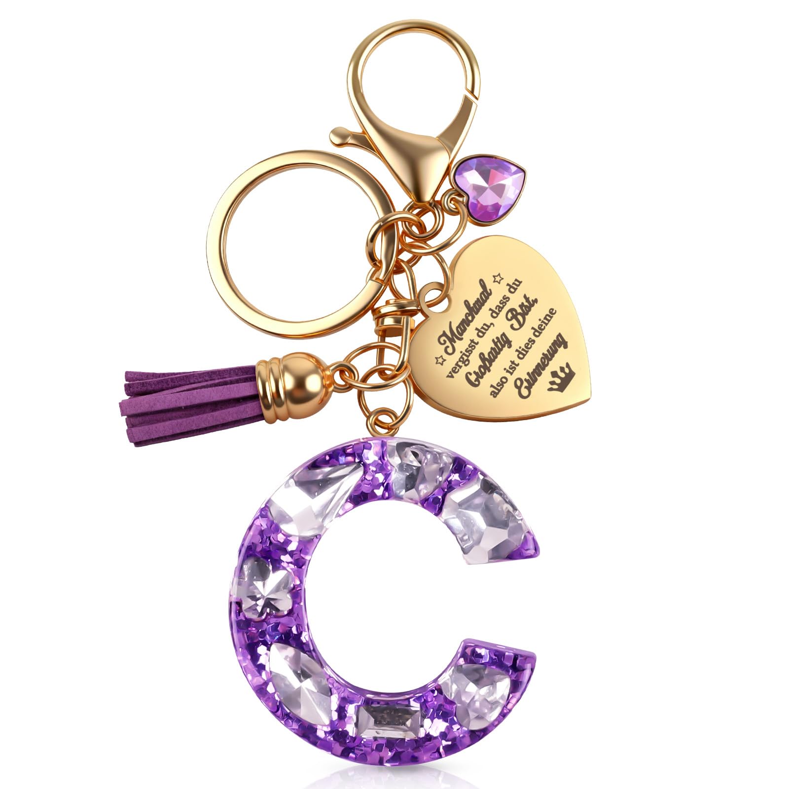 Anruzon Schlüsselanhänger Mädchen Buchstabe - Schlüsselanhänger mit Anfangsbuchstaben Schlüssel Anhänger - Einschulung Geschenk - Keychain Geschenk für Kinder, Mädchen, Frauen