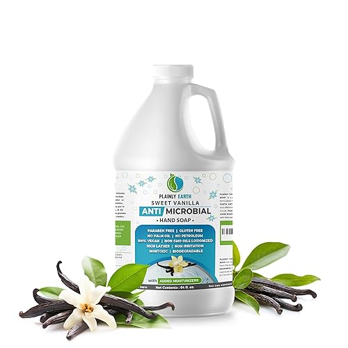 Jabón de manos líquido antimicrobiano (64 onzas), repuesto de jabón antibacteriano, botella de repuesto de jabón de manos, jabón hidratante sin