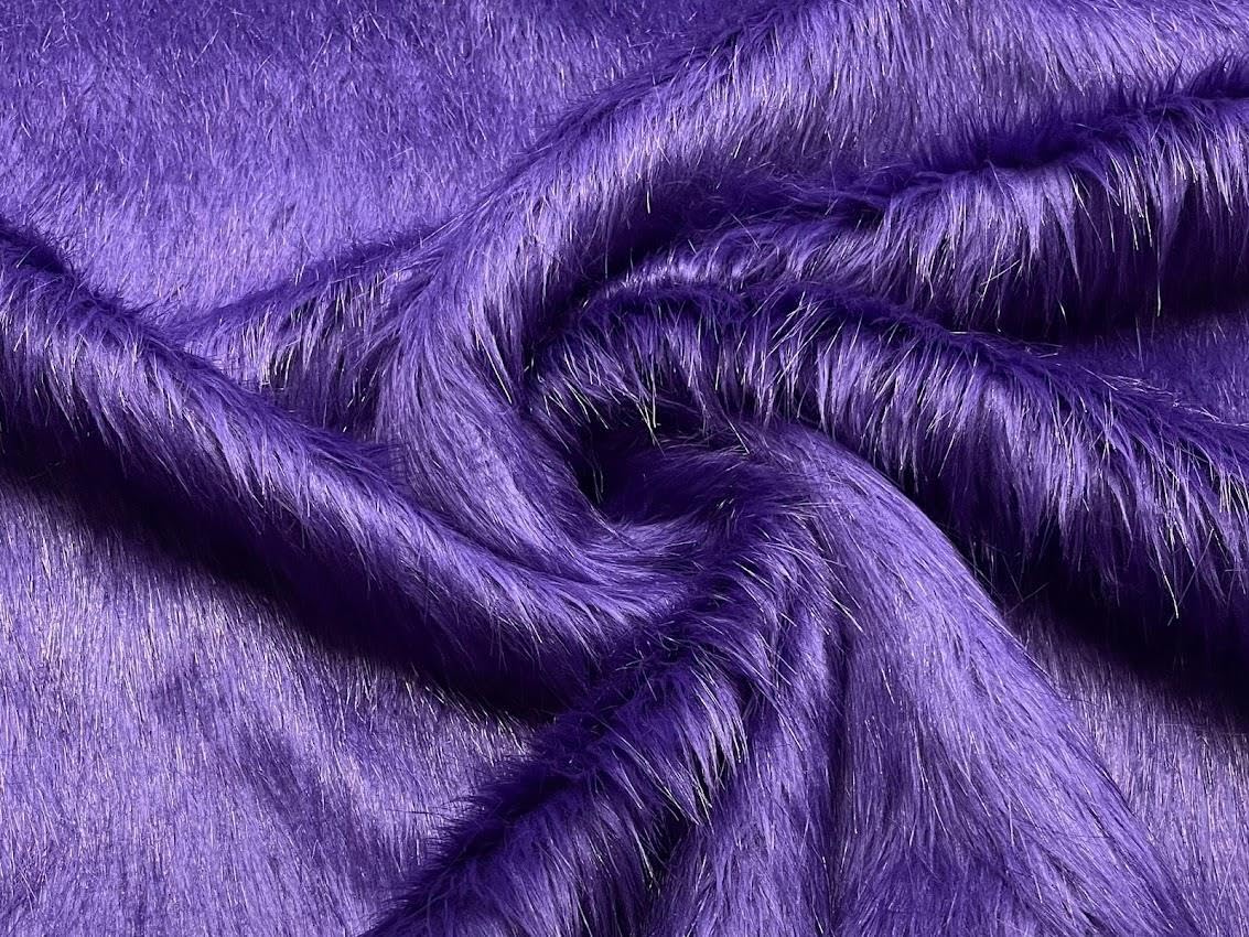 Super Luxury Faux Fur Fabric Material - Long Purple - Sample