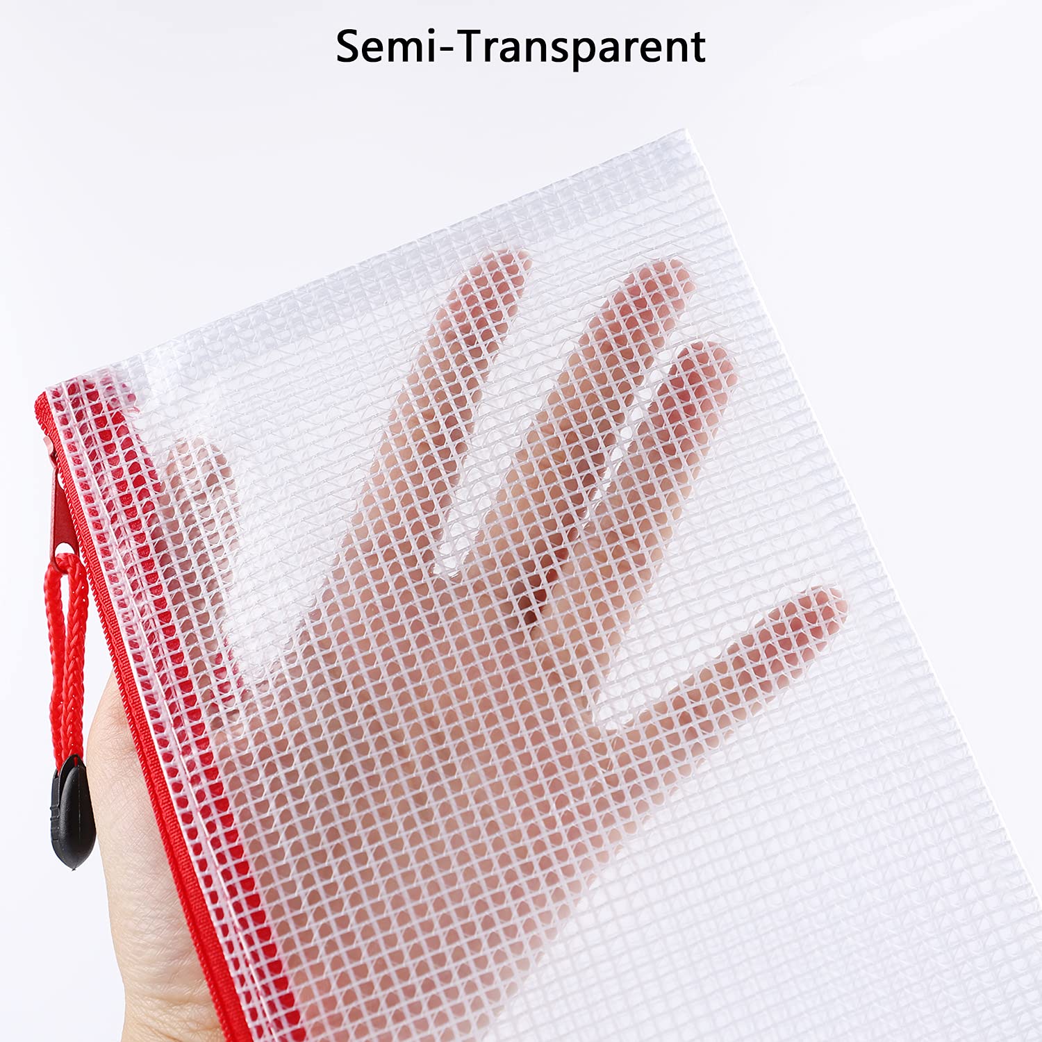 Plastic Folders A3 Zip Wallets - 16 PCS Zip Lock Bags Mesh Document Wallet Zipper Extra Thick