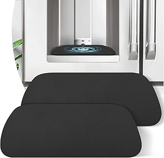 LOPNUR Refrigerator Drip Tray 2 Pack: Cuttable Refrigerator Drip Catcher, Fridge Water Dispenser Drip Mat Absorbent Fridge Mat, Fridge Accessories for Samsung Whirlpool GE, Trapezoid 8.3"x3.1", Black